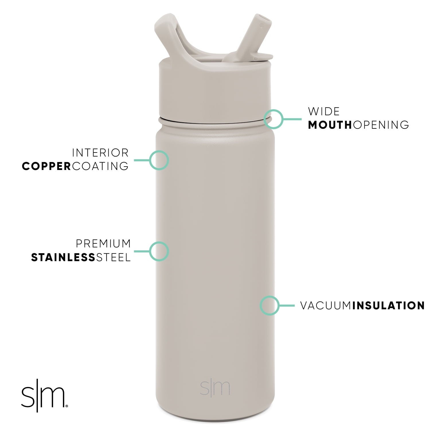 Simple Modern Summit Water Bottle Straw Lid Vacuum Insulated Stainless Steel Bottle | 18 fl oz M685T