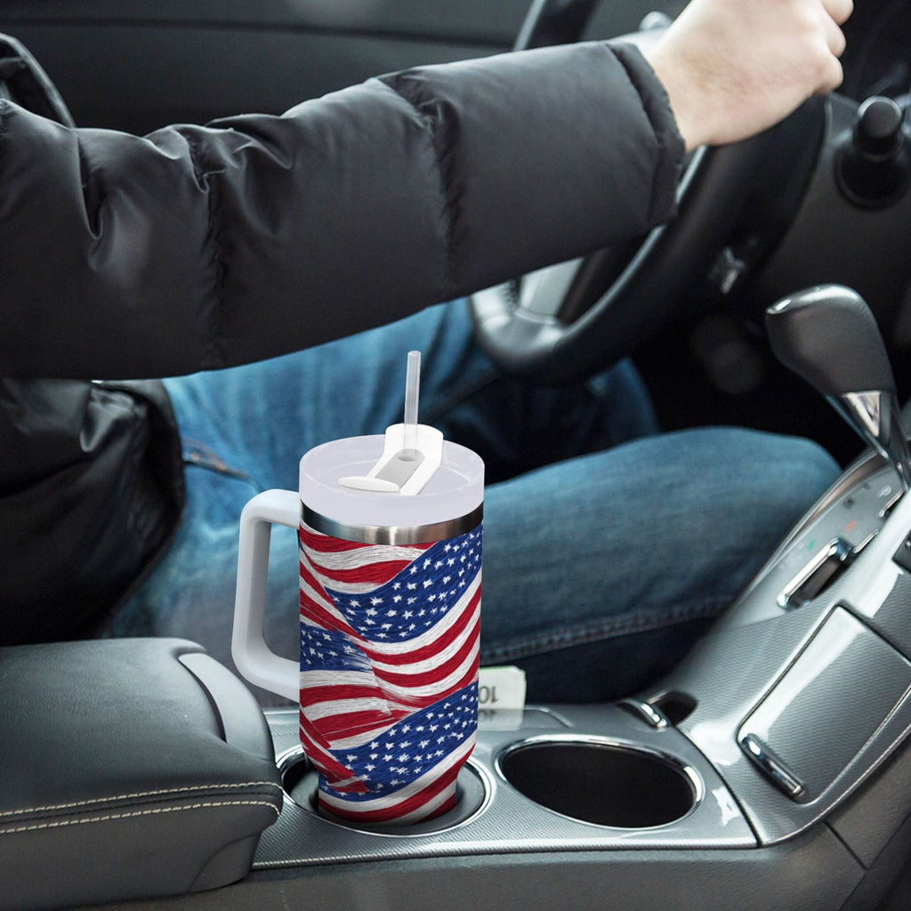 30 oz Insulated Stainless Steel Tumbler Double Wall Stainless Steel Tumbler with 2-Way Drinking Flags Wave Pattern M536U