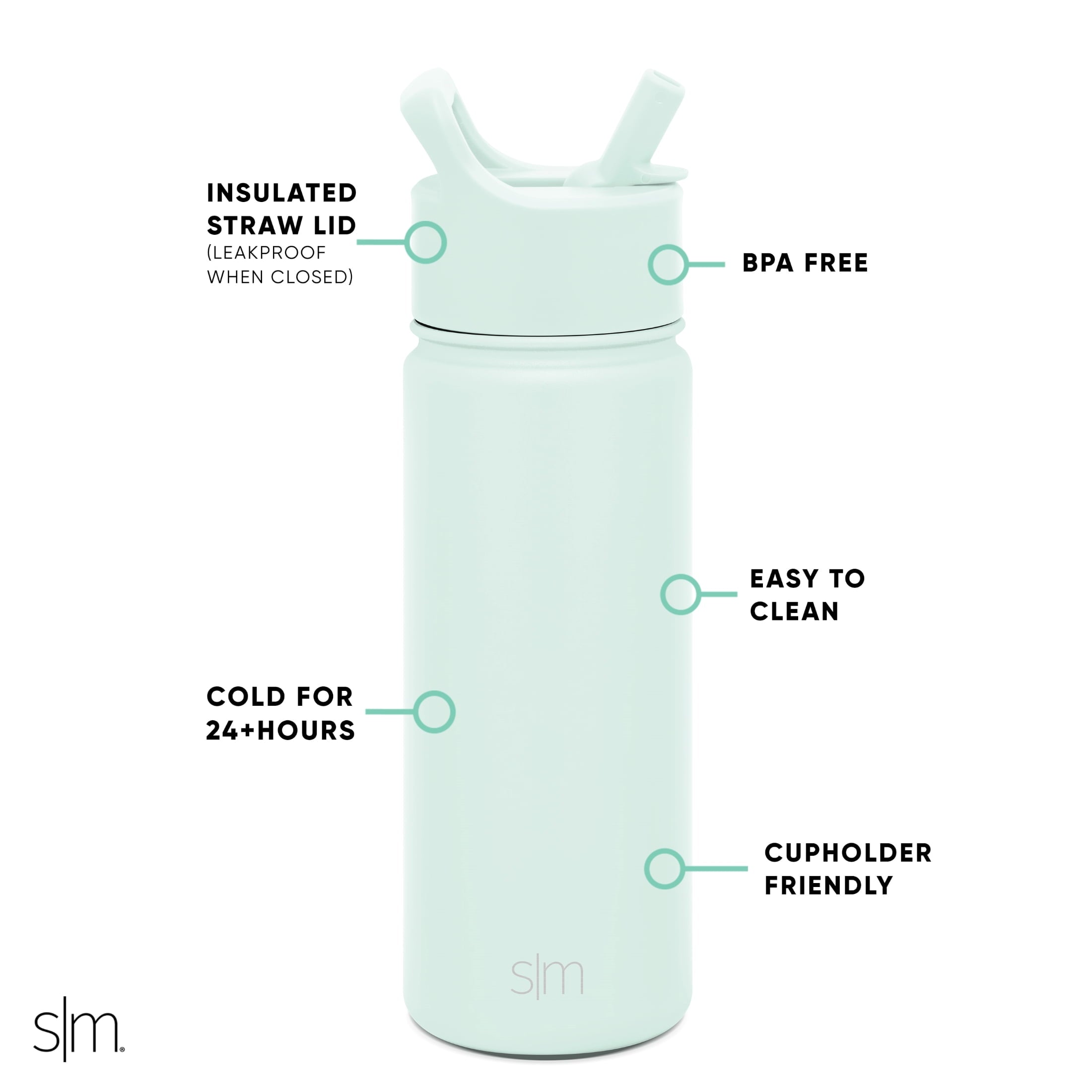 Simple Modern Summit Water Bottle Straw Lid Vacuum Insulated Stainless Steel Bottle | 18 fl oz M685T