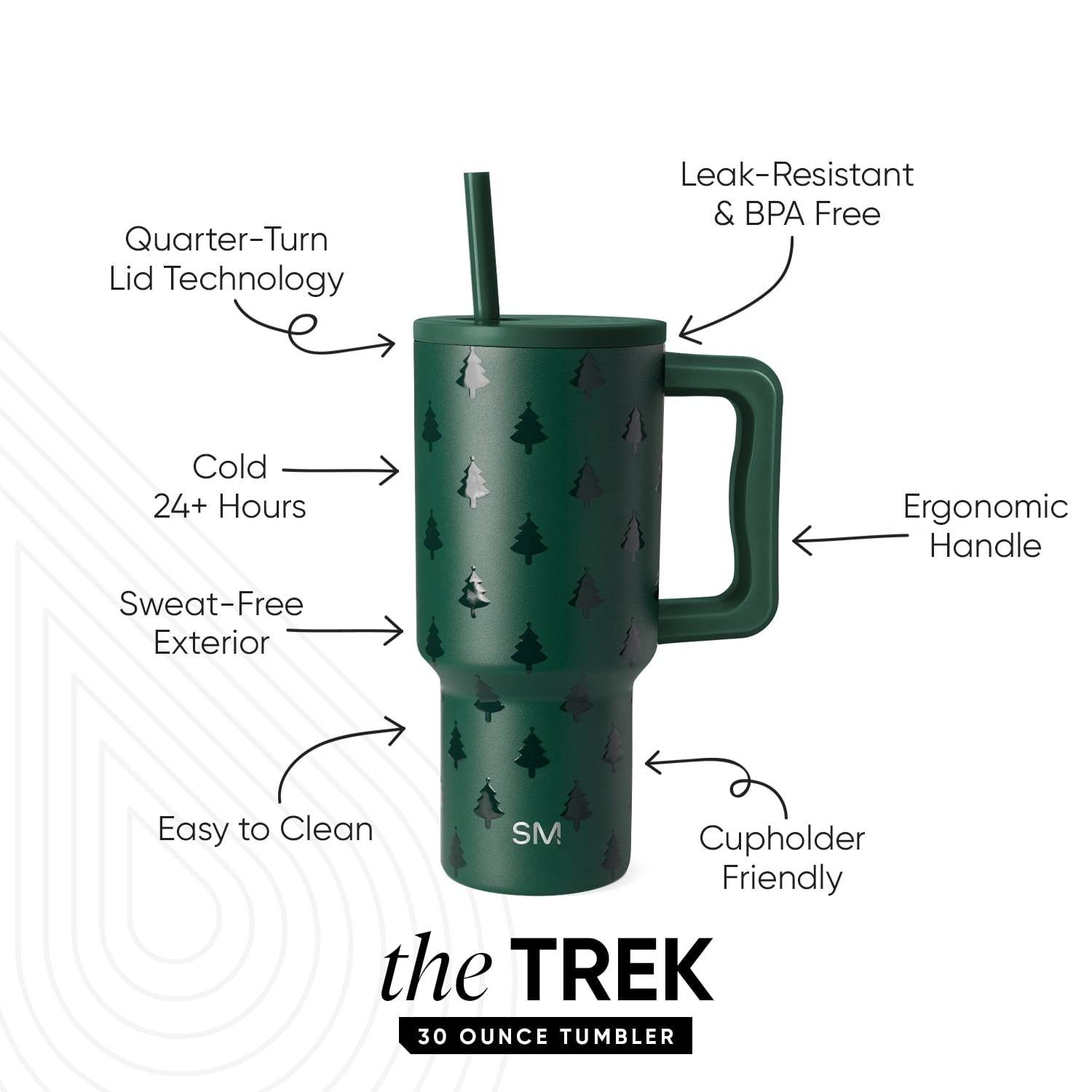 Simple Modern 30 fl oz Insulated Stainless Steel Trek Tumbler with Straw Lid | Seaglass Sage and Cream Checkmate M690W