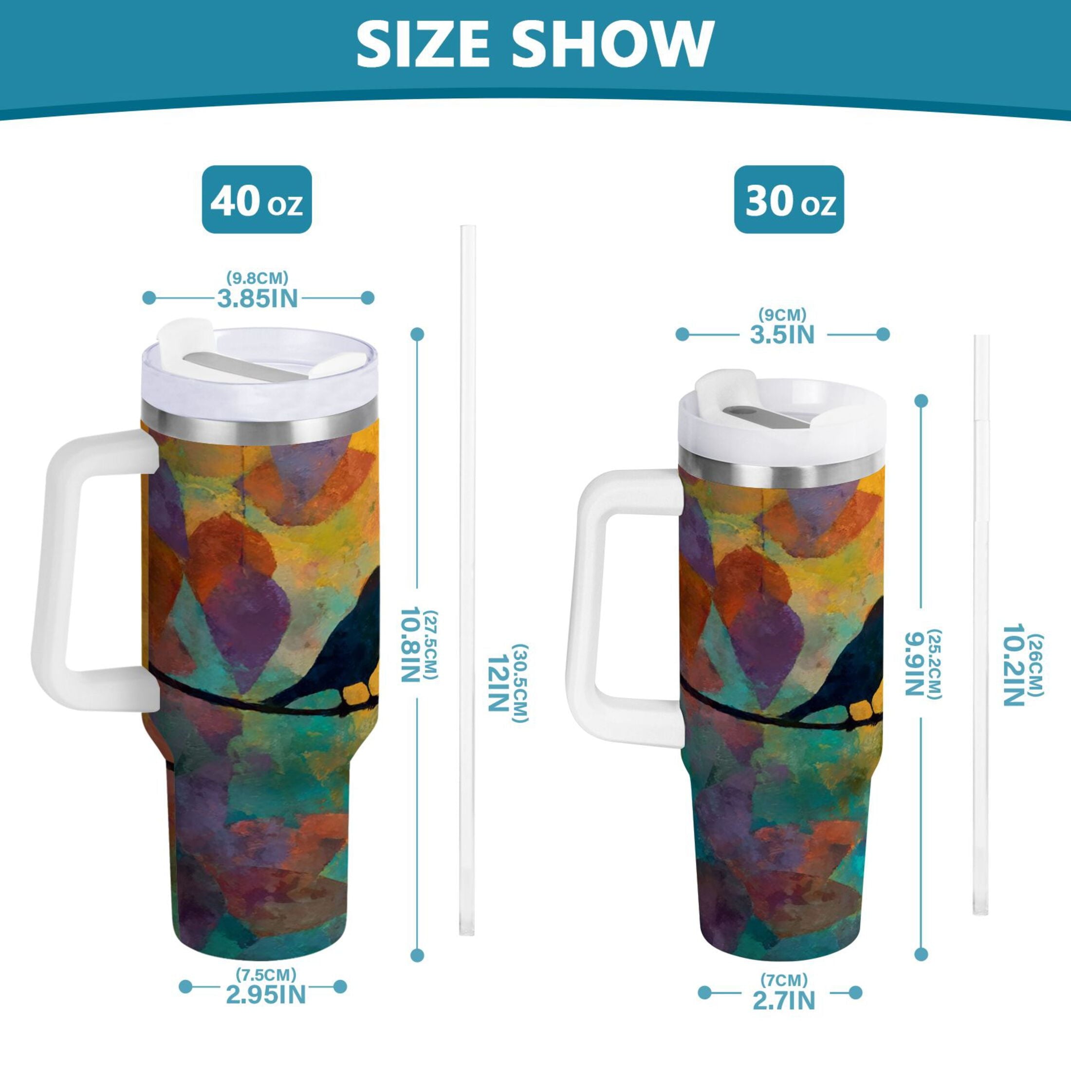 30 oz Insulated Stainless Steel Tumbler Double Wall Stainless Steel Tumbler with 2-Way Drinking Birds on A Wire M613K