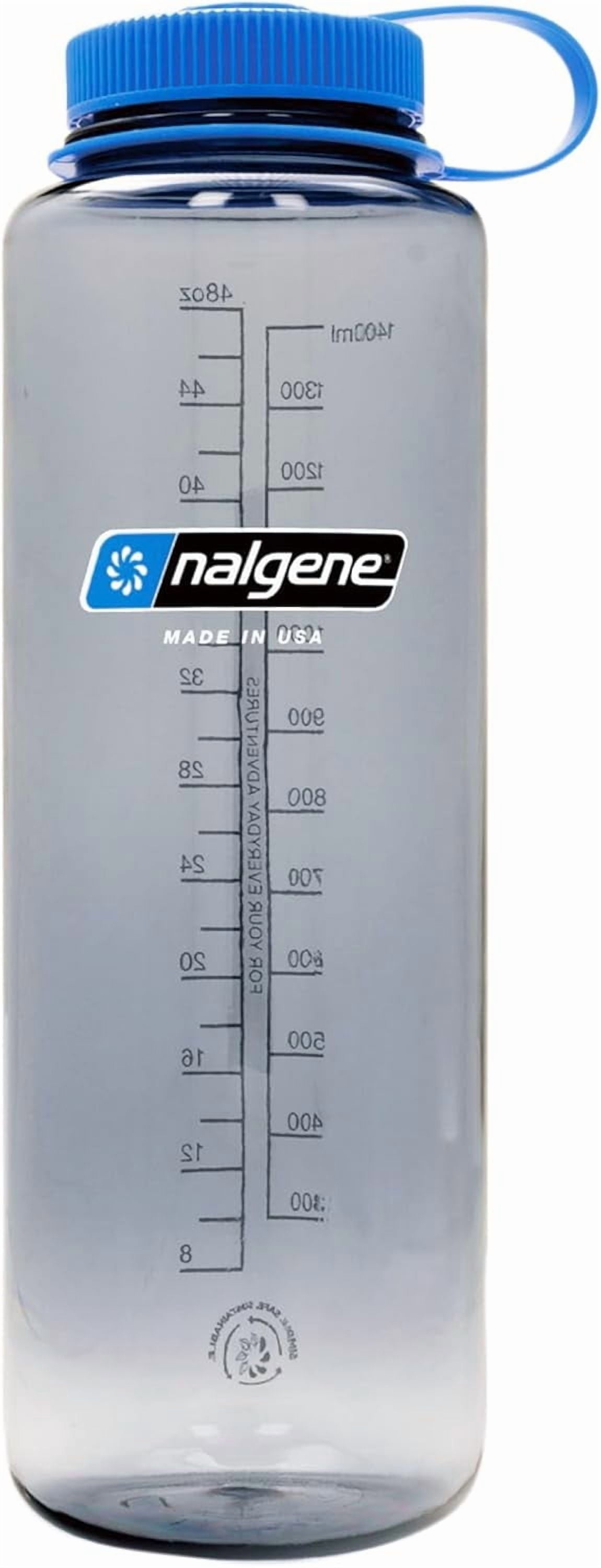Nalgene Sustain Tritan BPA-Free Water  Made with Material Derived from 50% Plastic Waste (using ISCC certified mass balance), 48 OZ, Wide Mouth, Aubergine M148H