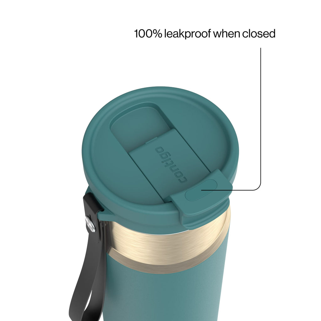 Contigo DualSip 24 oz Leakproof Insulated Water Bottle with Carrying Strap and 2-Way Lid M41G