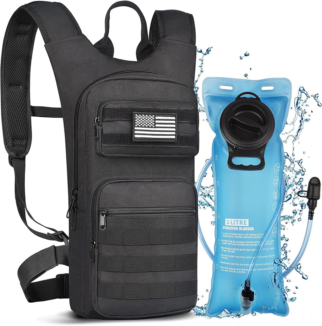 Brightify 17L Hydration Backpack with 3L TPU Water Bladder, Camel Backpack Hydration Pack for Hiking Hunting Climbing Cycling Biking Running, Molle Compatible Water Backpack for Men Women, Black M381M