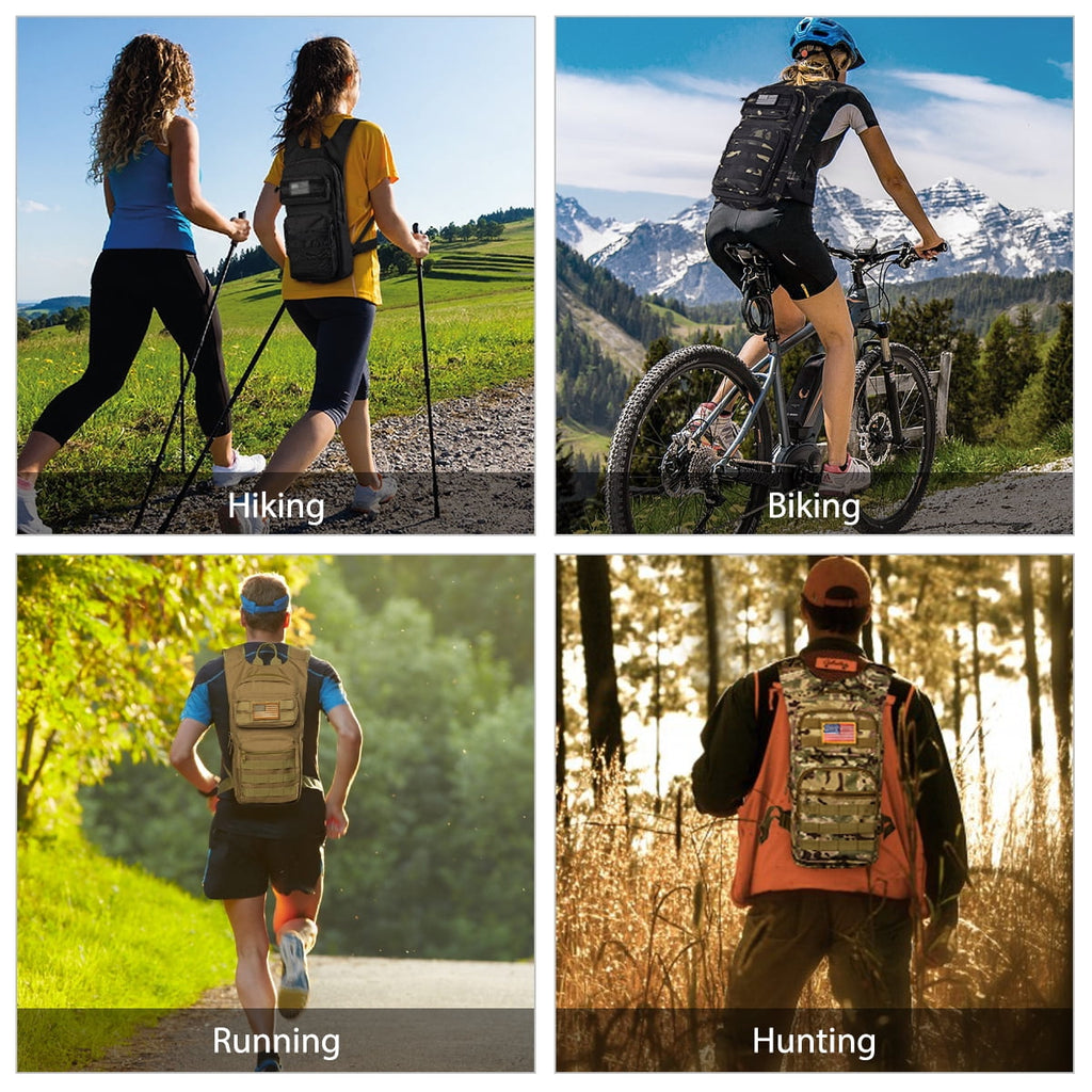 Brightify 17L Hydration Backpack with 3L TPU Water Bladder, Camel Backpack Hydration Pack for Hiking Hunting Climbing Cycling Biking Running, Molle Compatible Water Backpack for Men Women, Black M381M