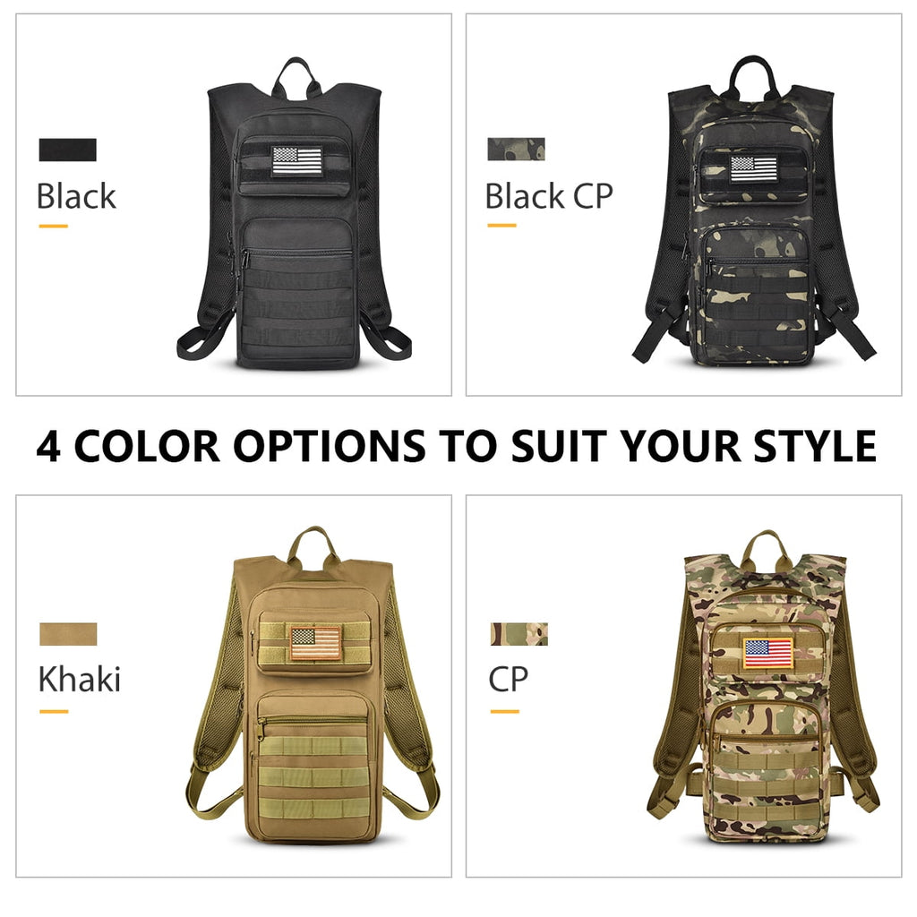 Brightify 17L Hydration Backpack with 3L TPU Water Bladder, Camel Backpack Hydration Pack for Hiking Hunting Climbing Cycling Biking Running, Molle Compatible Water Backpack for Men Women, Black M381M