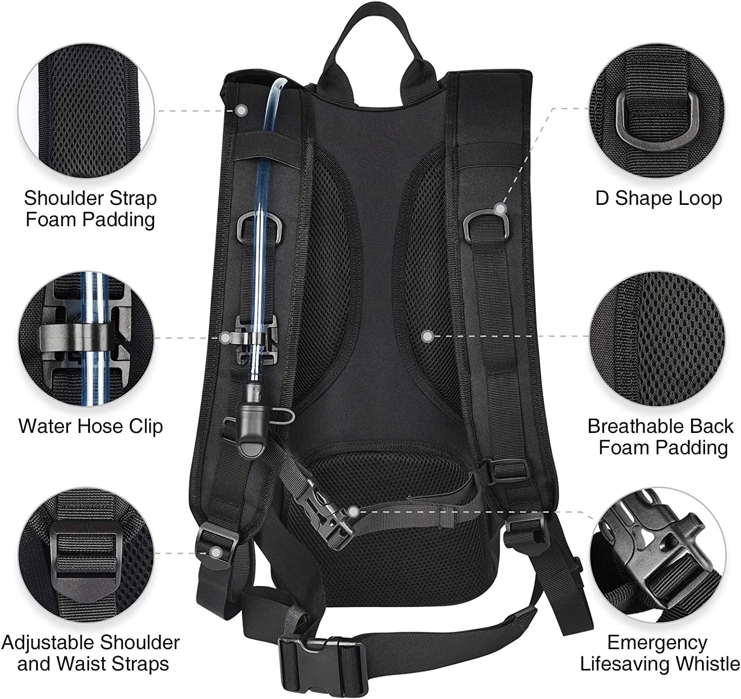 Brightify 17L Hydration Backpack with 3L TPU Water Bladder, Camel Backpack Hydration Pack for Hiking Hunting Climbing Cycling Biking Running, Molle Compatible Water Backpack for Men Women, Black M381M