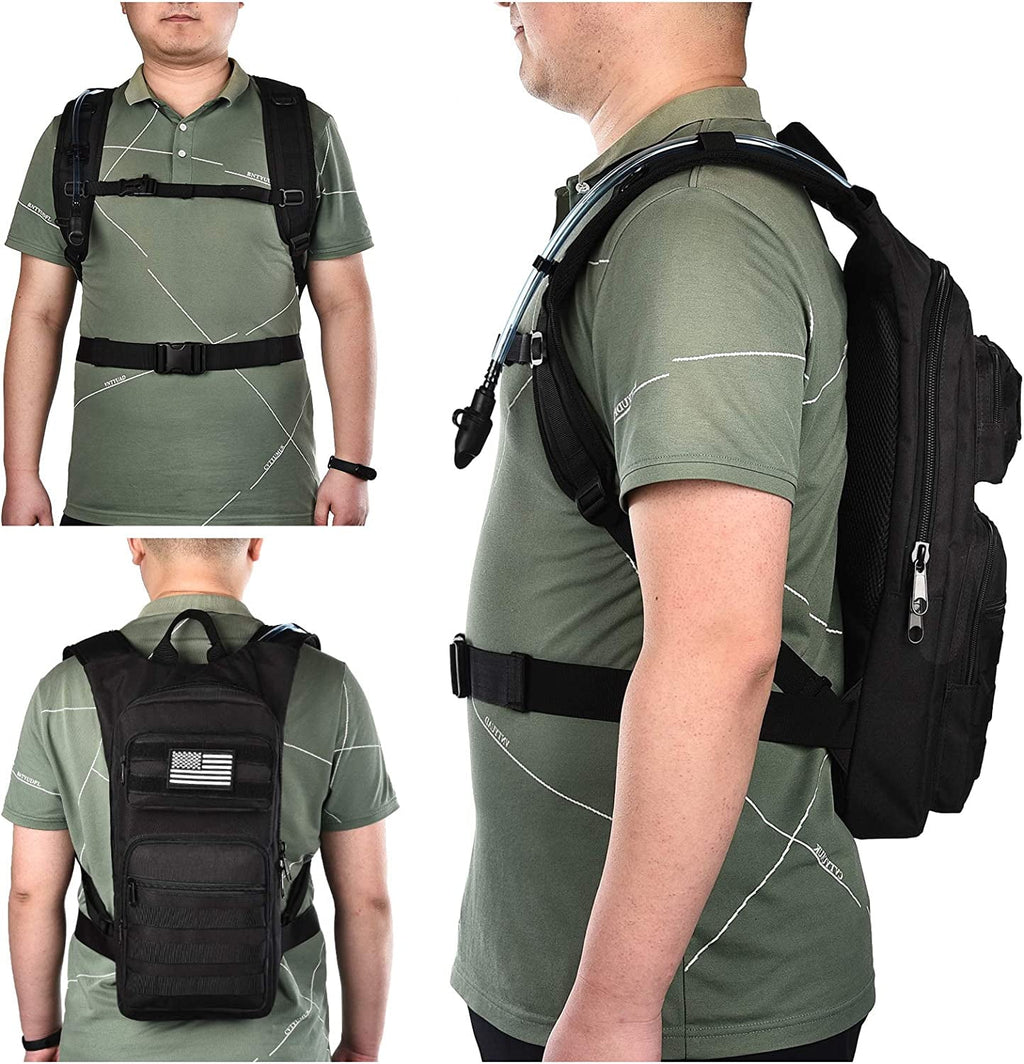 Brightify 17L Hydration Backpack with 3L TPU Water Bladder, Camel Backpack Hydration Pack for Hiking Hunting Climbing Cycling Biking Running, Molle Compatible Water Backpack for Men Women, Black M381M