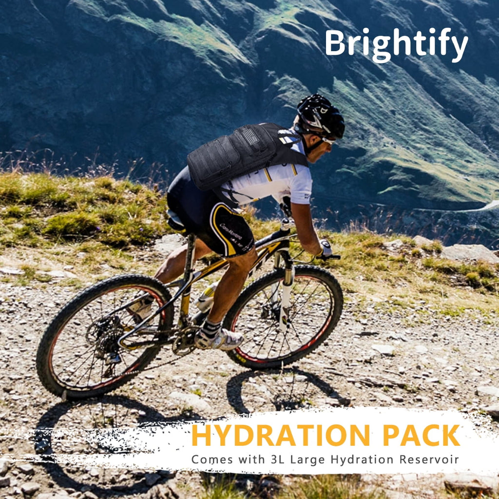 Brightify 17L Hydration Backpack with 3L TPU Water Bladder, Camel Backpack Hydration Pack for Hiking Hunting Climbing Cycling Biking Running, Molle Compatible Water Backpack for Men Women, Black M381M