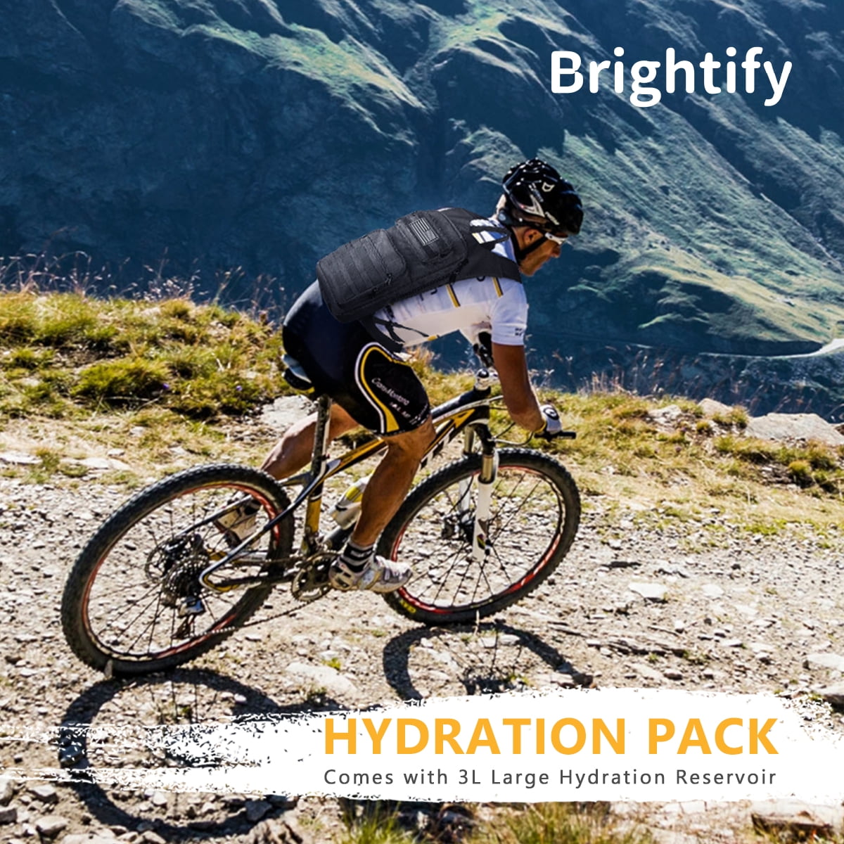 Brightify 17L Hydration Backpack with 3L TPU Water Bladder, Camel Backpack Hydration Pack for Hiking Hunting Climbing Cycling Biking Running, Molle Compatible Water Backpack for Men Women, Black M381M