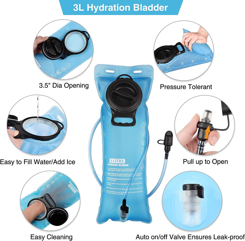 Brightify 17L Hydration Backpack with 3L TPU Water Bladder, Camel Backpack Hydration Pack for Hiking Hunting Climbing Cycling Biking Running, Molle Compatible Water Backpack for Men Women, Black M381M