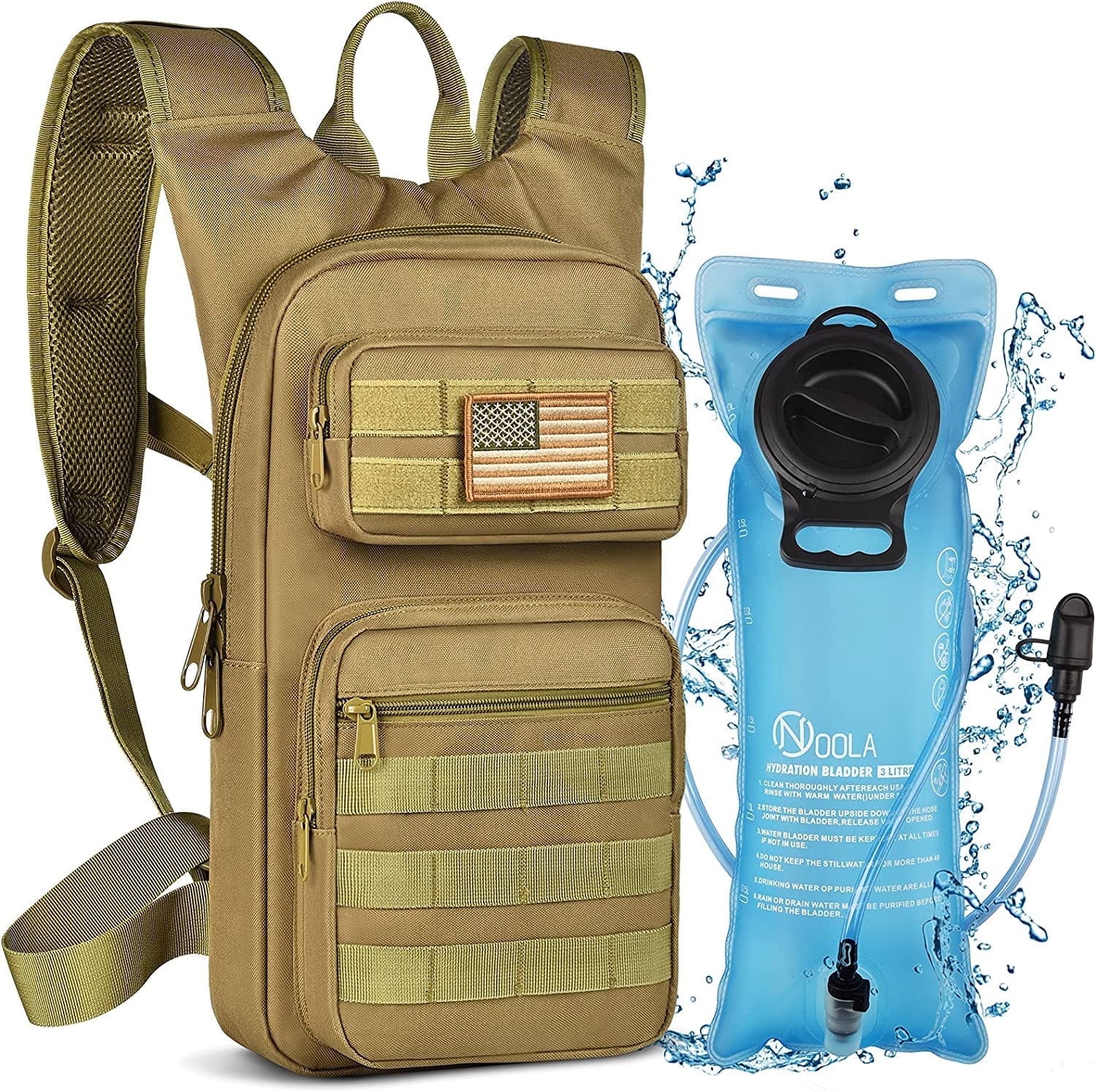 Brightify 17L Hydration Backpack with 3L TPU Water Bladder, Camel Backpack Hydration Pack for Hiking Hunting Climbing Cycling Biking Running, Molle Compatible Water Backpack for Men Women, Black M381M