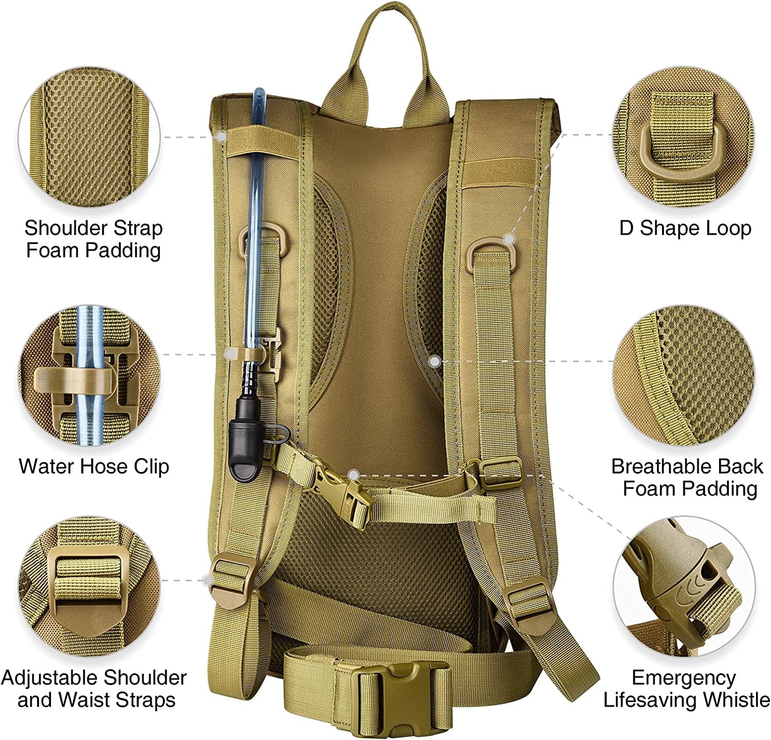 Brightify 17L Hydration Backpack with 3L TPU Water Bladder, Camel Backpack Hydration Pack for Hiking Hunting Climbing Cycling Biking Running, Molle Compatible Water Backpack for Men Women, Black M381M