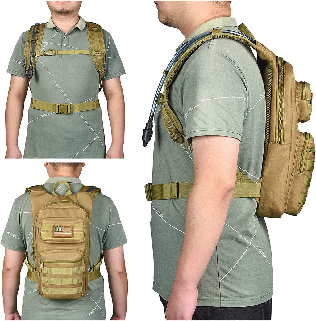 Brightify 17L Hydration Backpack with 3L TPU Water Bladder, Camel Backpack Hydration Pack for Hiking Hunting Climbing Cycling Biking Running, Molle Compatible Water Backpack for Men Women, Black M381M