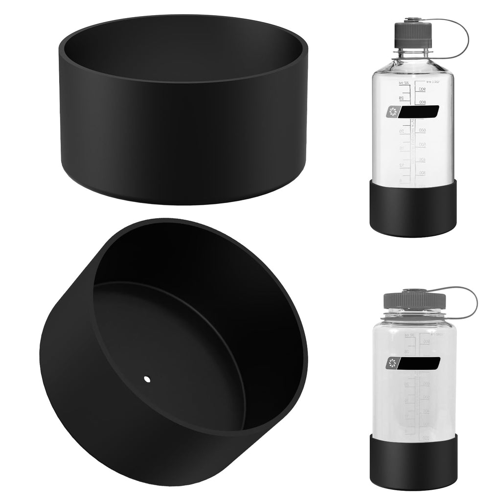 Linkidea 2 Pack Water Bottle Boot Compatible with Nalgene Sustain Wide Mouth 32oz/48oz, Narrow Mouth 32oz, Silicone Anti-Slip Bottle Bottom Bumper Protector (Black) M218M
