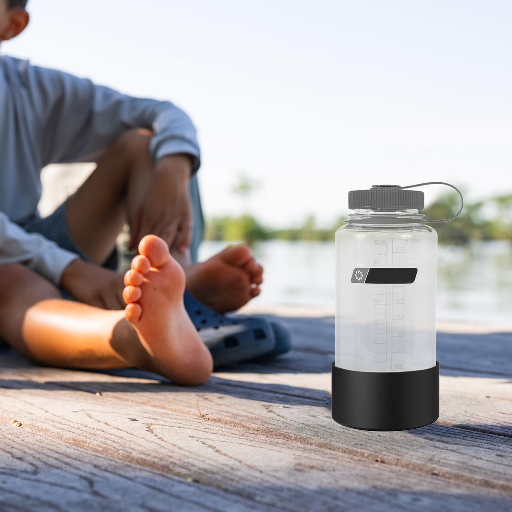 Linkidea 2 Pack Water Bottle Boot Compatible with Nalgene Sustain Wide Mouth 32oz/48oz, Narrow Mouth 32oz, Silicone Anti-Slip Bottle Bottom Bumper Protector (Black) M218M