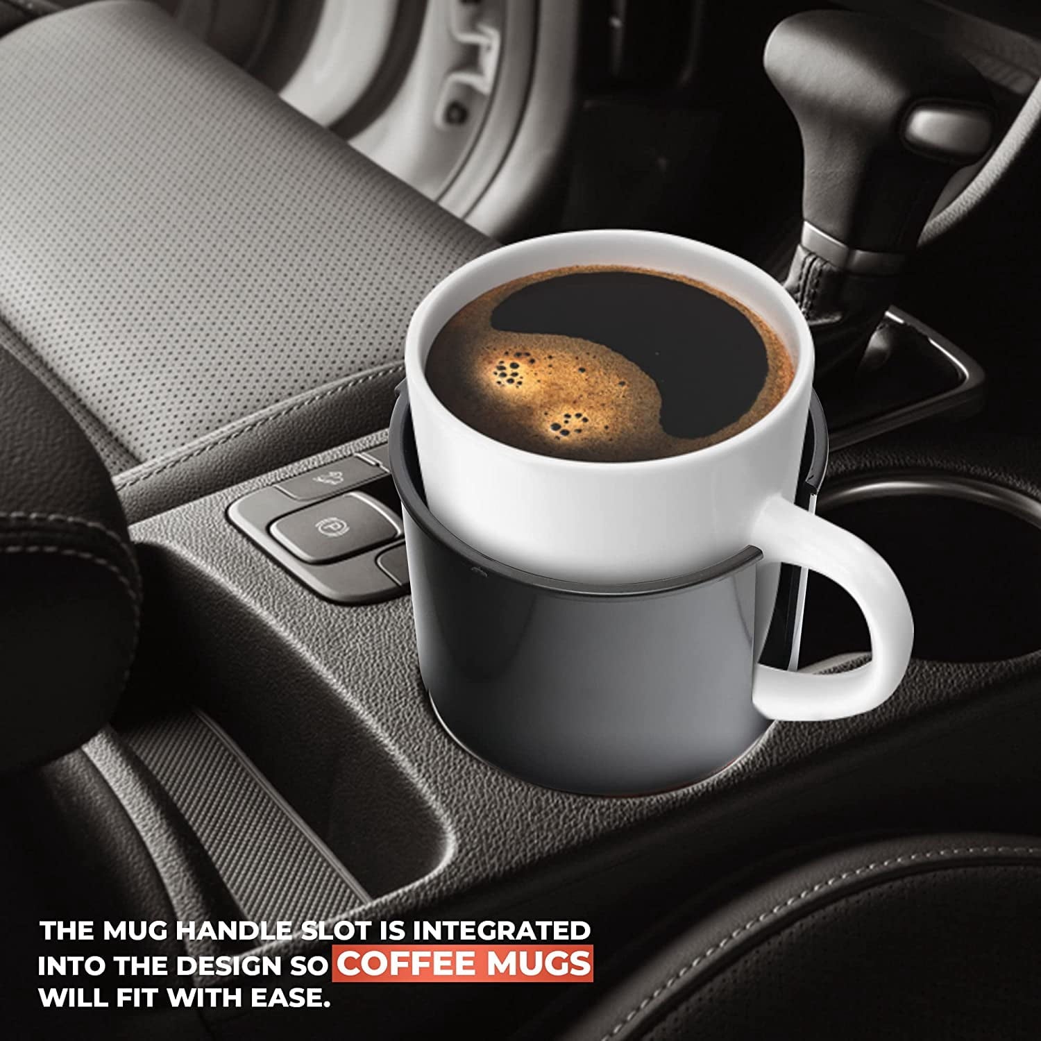 Cup Holder Expander - Fits Hydro Flasks 32/40 oz, Nalgene,  &amp; Large Bottles up to 3.8  Wide - for  up to 3.2  Wide - Black M226N
