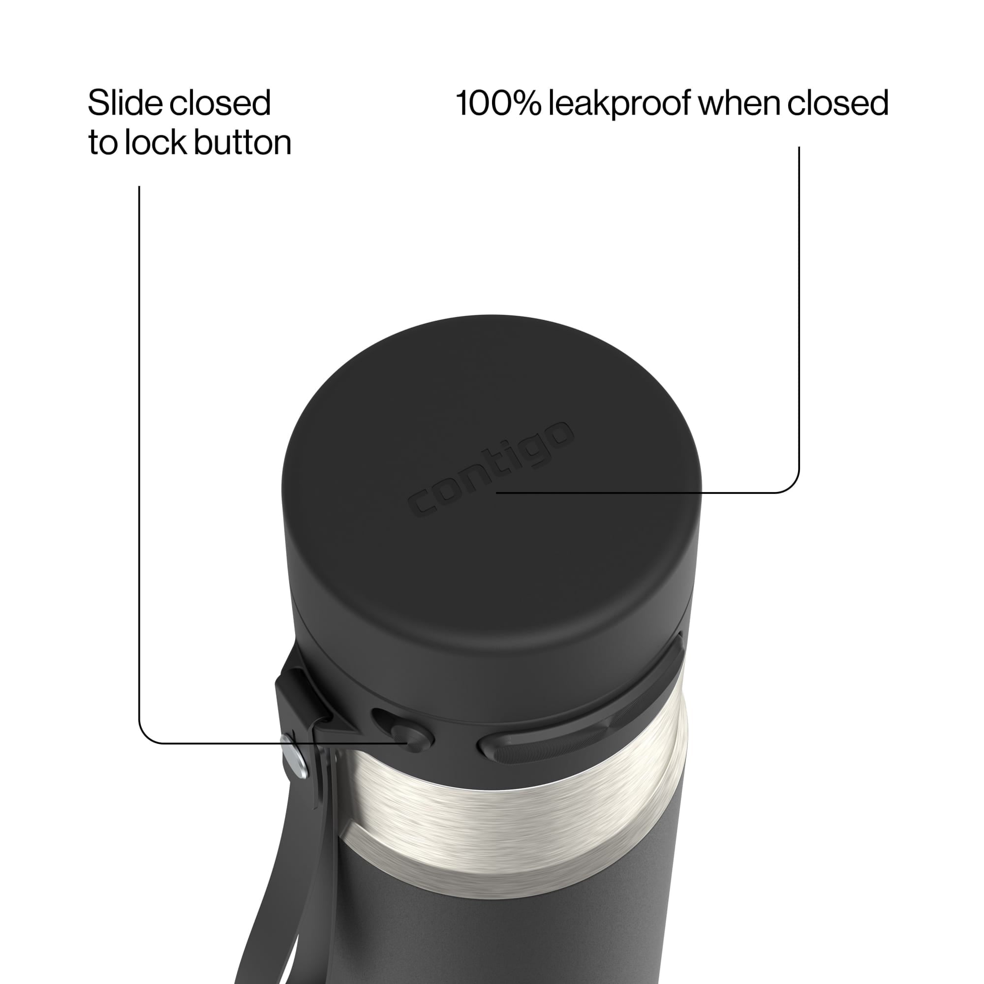 Contigo AutoPop 24 oz Leakproof Insulated Stainless Steel Water Bottle with Carry Strap and Shaker Ball M73H
