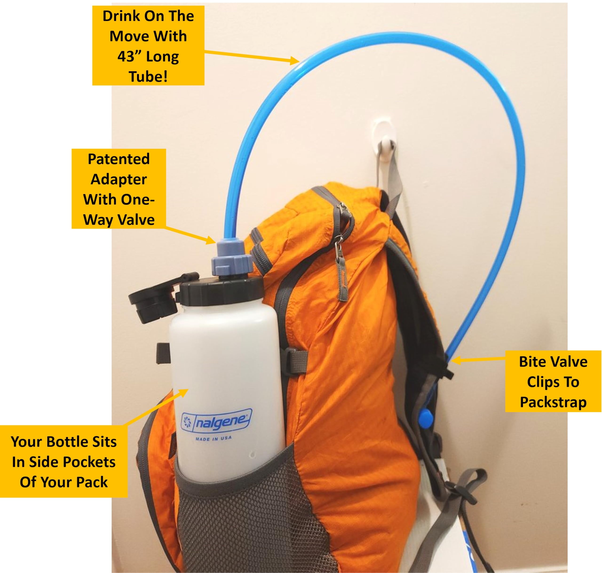 Universal Hydration Adapter for Nalgene Smartwater Bottles 28mm Wide Mouth, Flip Top Spout Lid with Loop, Hiking Running Cycling Accessory, Blue M210Z
