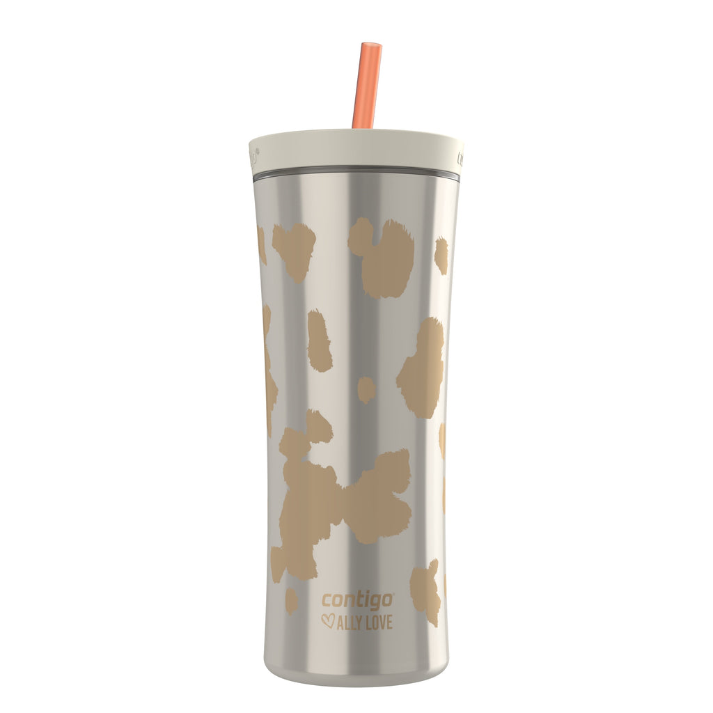 Contigo 20oz Shake &amp; Go Tumbler, Plastic with Straw, Oatmilk Cowhide Couture M120H