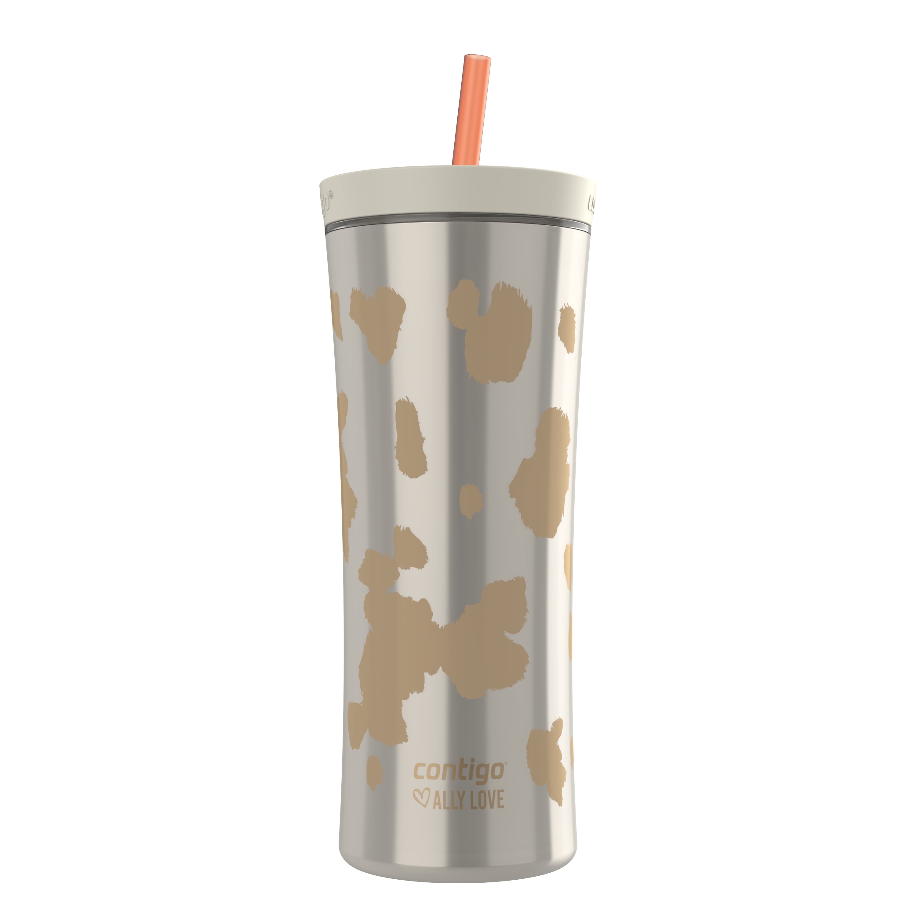 Contigo 20oz Shake &amp; Go Tumbler, Plastic with Straw, Oatmilk Cowhide Couture M120H