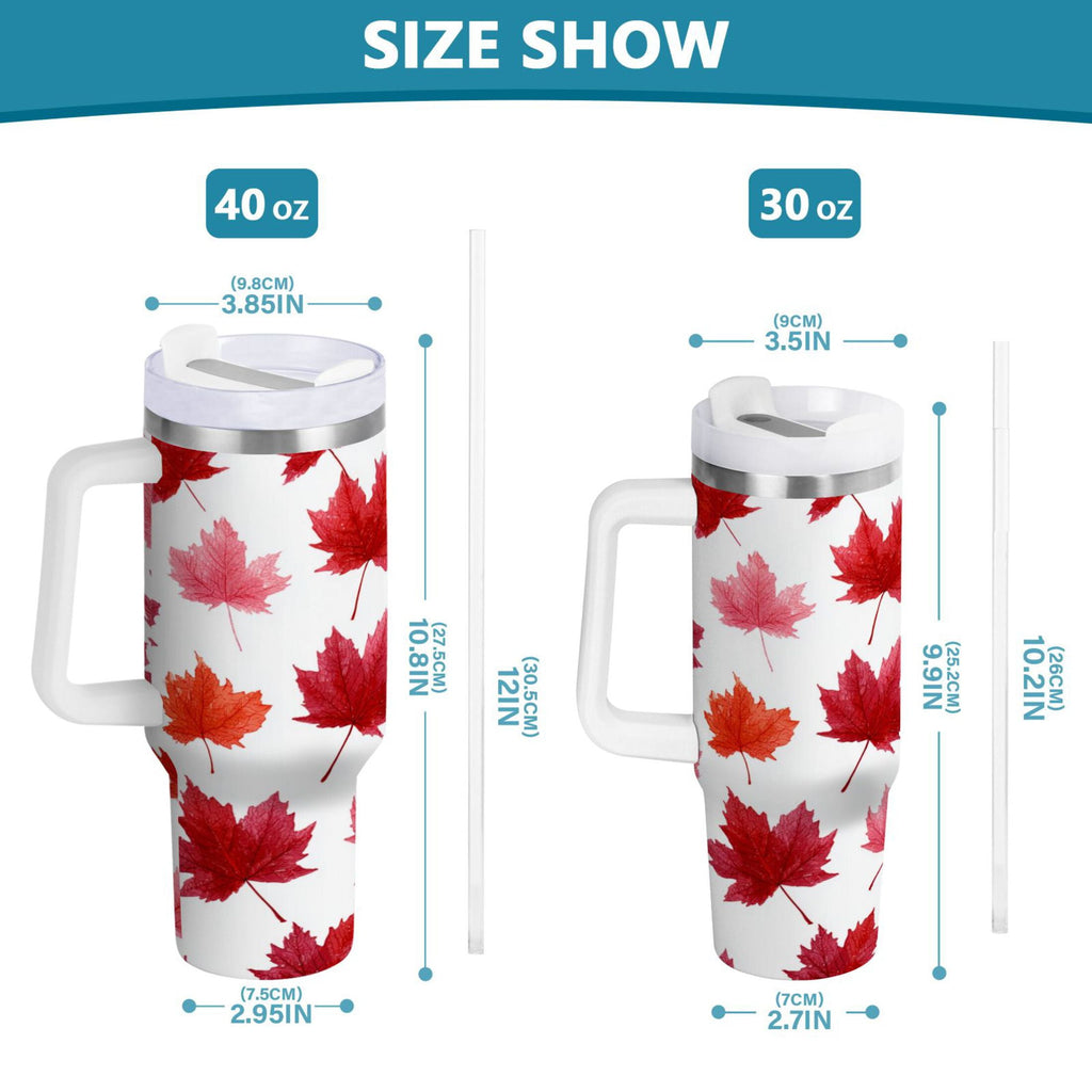 30 oz Insulated Stainless Steel Tumbler Double Wall Stainless Steel Tumbler with 2-Way Drinking Vibrant Red Maple Leaves M454R