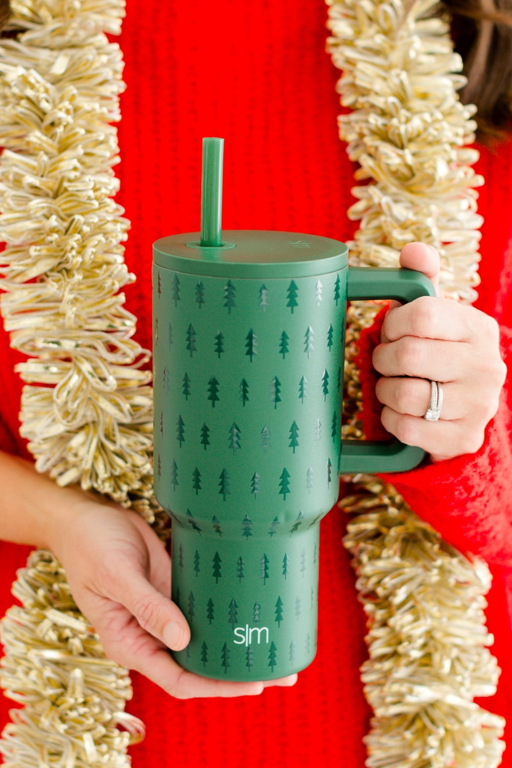 Simple Modern 30 fl oz Insulated Stainless Steel Trek Tumbler with Straw Lid | Seaglass Sage and Cream Checkmate M690W