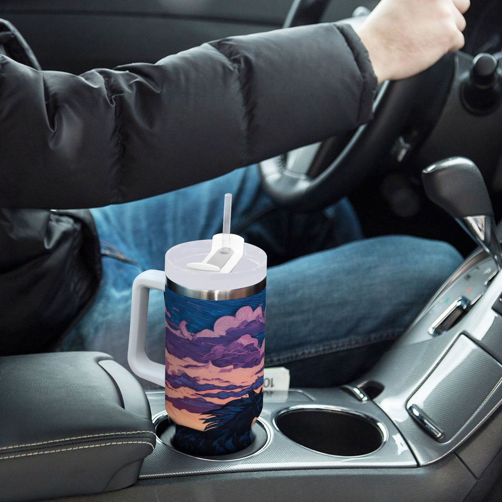 40 oz Insulated Stainless Steel Tumbler Double Wall Stainless Steel Tumbler with 2-Way Drinking Wild Horses Running M506A