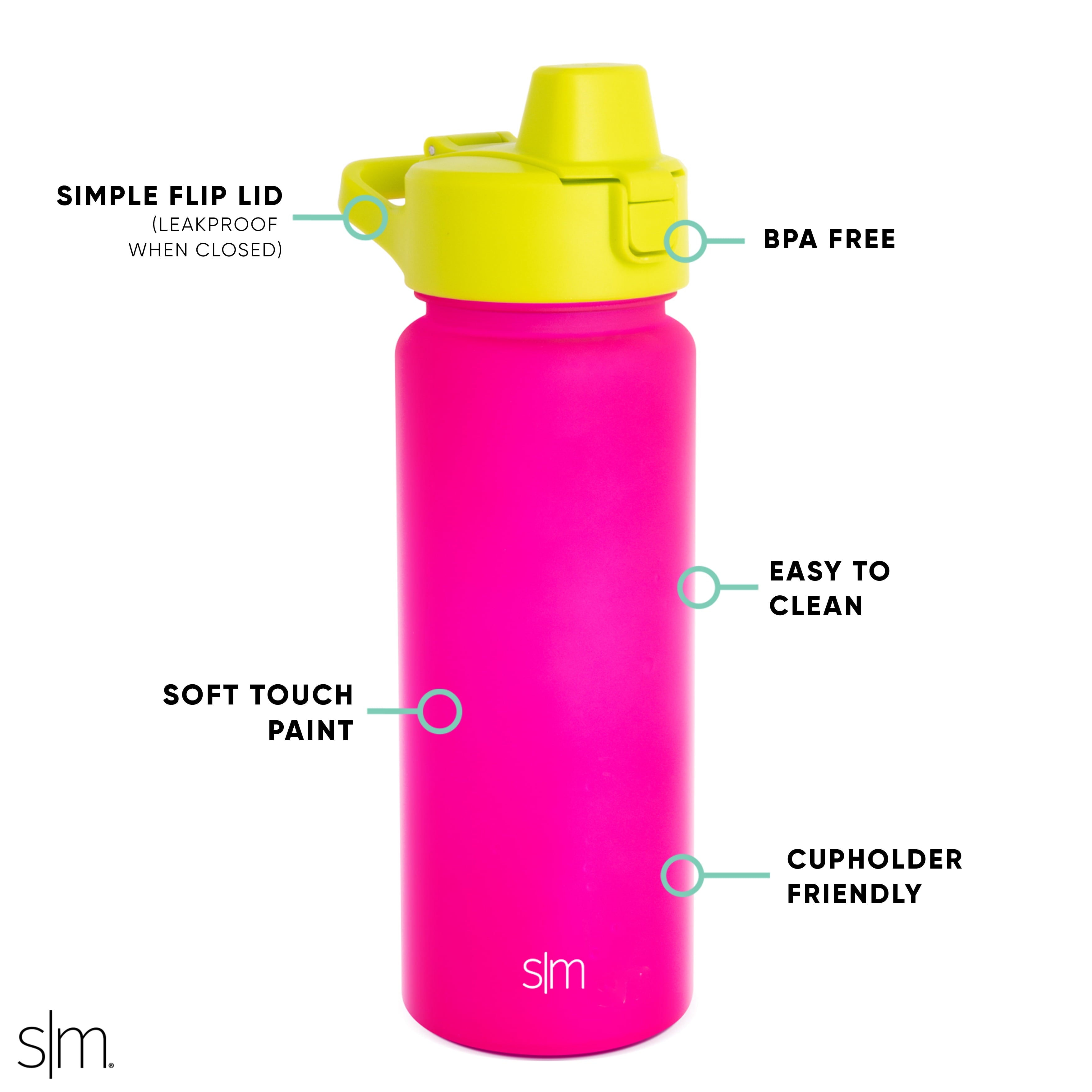 Simple Modern 22 fl oz Reusable Tritan Summit Water Bottle with Silicone Straw Lid|Raspberry Chartreuse M405R