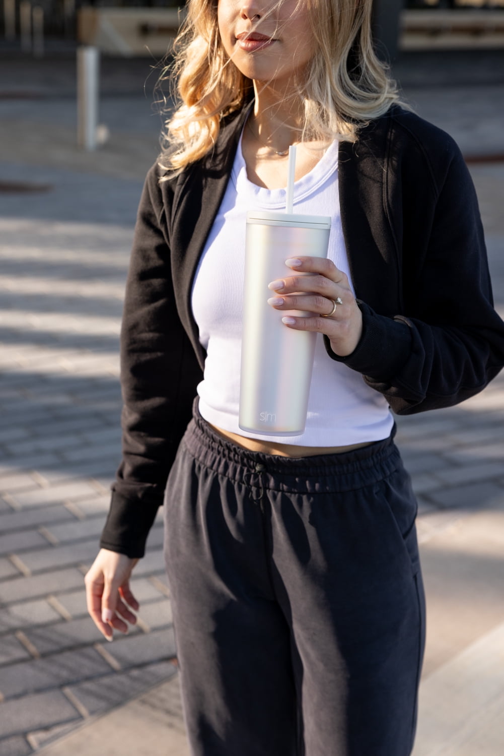 Simple Modern 24 fl oz Double Wall Plastic Classic Tumbler with Straw|Opalescent M393R