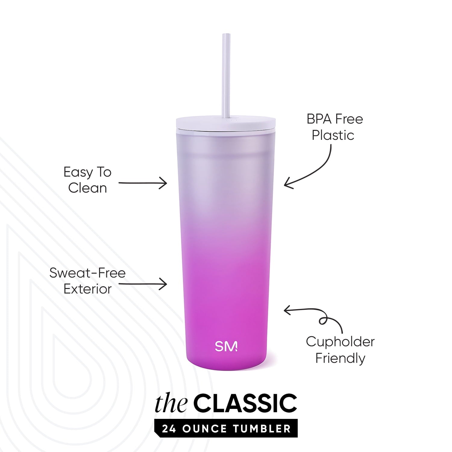 Simple Modern 24 fl oz Double Wall Plastic Classic Tumbler with Straw|Opalescent M393R
