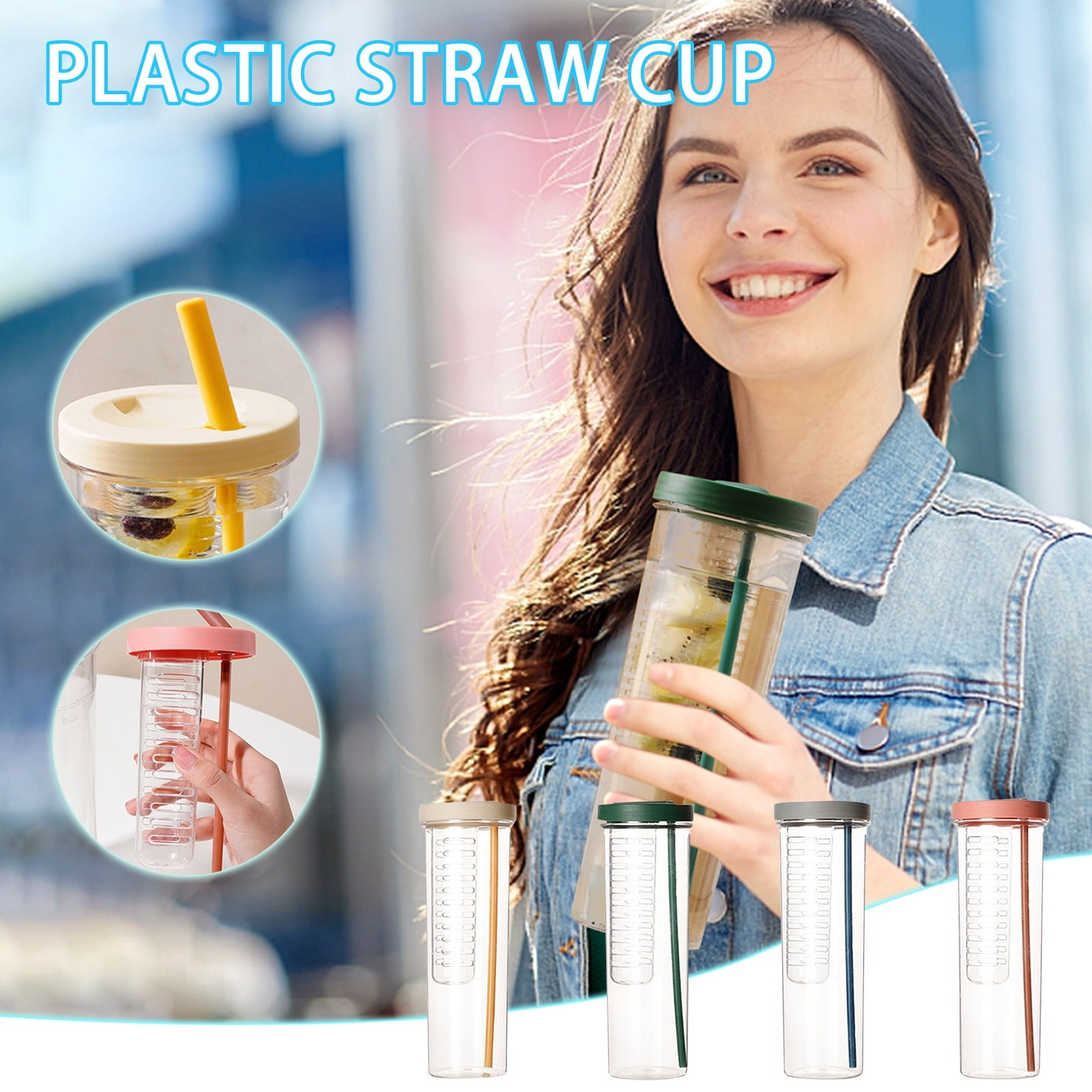 AURIGATE Simple Modern Plastic Tumbler with Lid and Straw Reusable BPA Free Iced Coffee Cups Double Wall Smoothie Cup Gifts for Women Men Him Her Classic Collection M443E