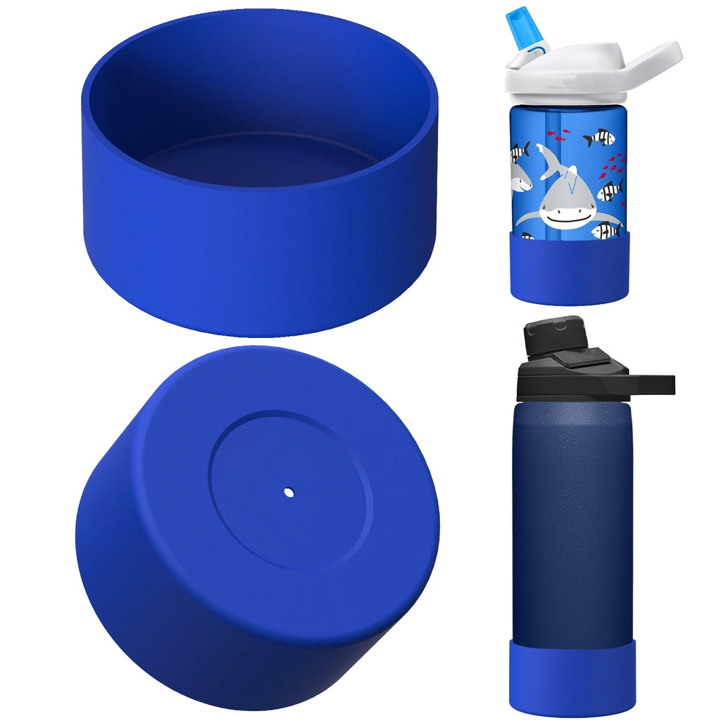 Linkidea 2 Pack Water Bottle Boot Compatible with CamelBak Eddy+20oz/25oz, Chute Mag 20oz/25oz, Carry Cap, Silicone Anti-Slip Bottle Bottom Bumper Protector (Navy Blue) M388V