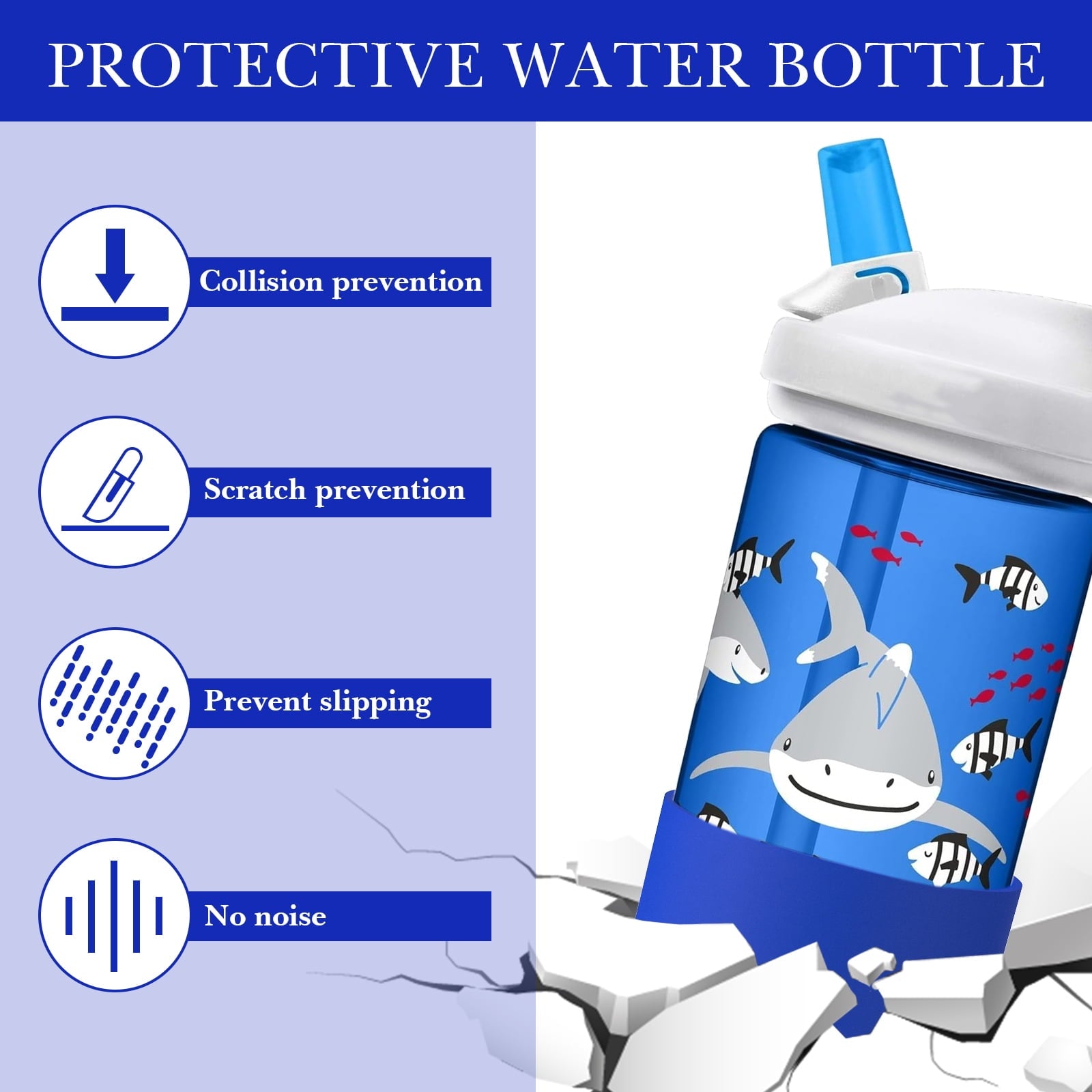 Linkidea 2 Pack Water Bottle Boot Compatible with CamelBak Eddy+20oz/25oz, Chute Mag 20oz/25oz, Carry Cap, Silicone Anti-Slip Bottle Bottom Bumper Protector (Navy Blue) M388V
