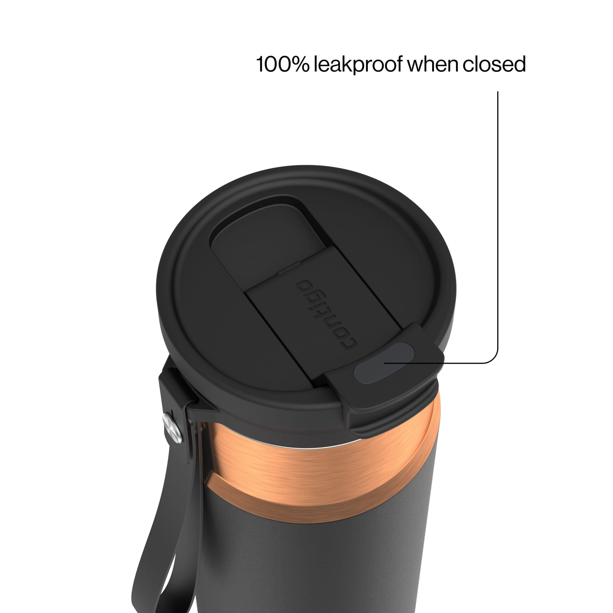 Contigo DualSip Leakproof Stainless Steel Reusable Water Bottle Tumbler with Carrying Strap, Cream/Champagne, 24 oz M11V