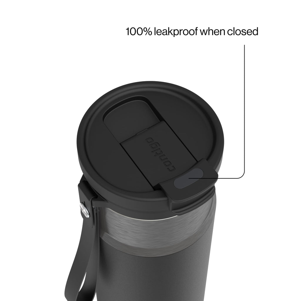 Contigo DualSip Leakproof Stainless Steel Reusable Water Bottle Tumbler with Carrying Strap, Cream/Champagne, 24 oz M11V