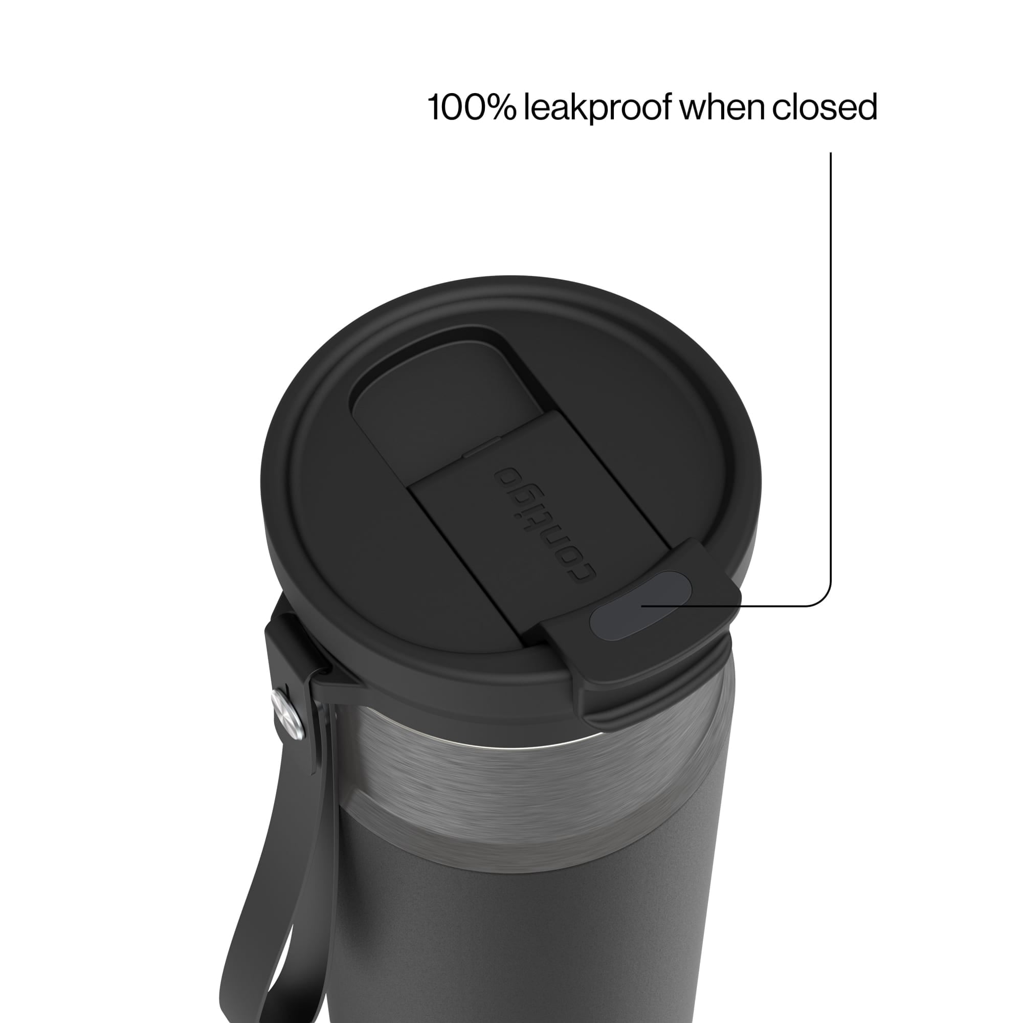 Contigo DualSip Leakproof Stainless Steel Reusable Water Bottle Tumbler with Carrying Strap, Cream/Champagne, 24 oz M11V
