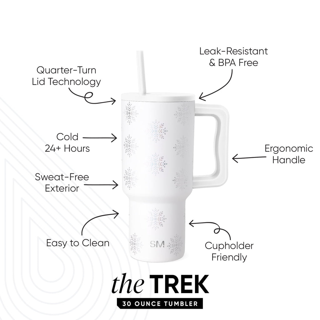 Simple Modern 30 fl oz Insulated Stainless Steel Trek Tumbler with Straw Lid | Seaglass Sage and Cream Checkmate M690W
