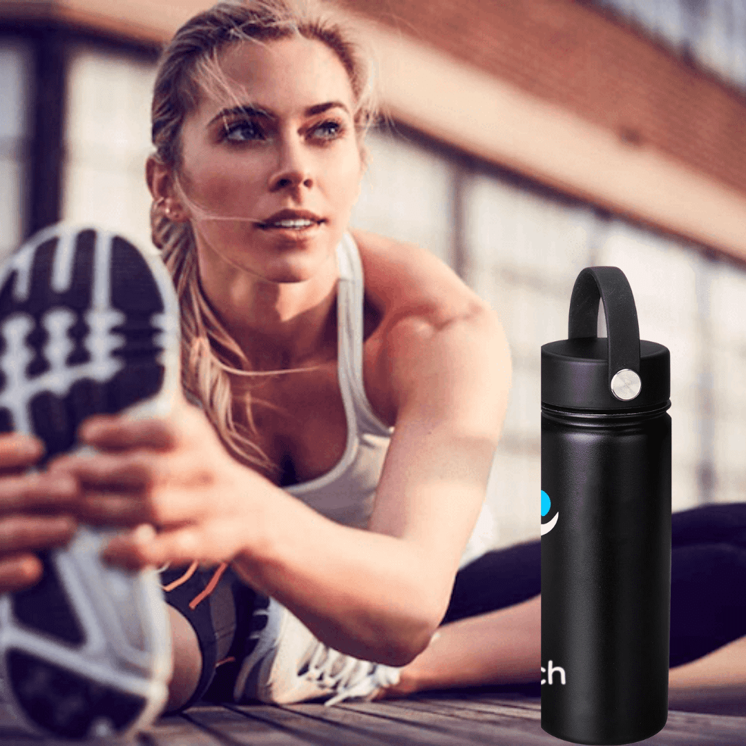 NuRich Sports Water Bottle - 18 Oz, Vacuum Insulated Stainless Steel, Modern Double Walled, Simple Thermo Modern Mug, Hydro Metal Canteen Flask Wide Mouth with Sweat Proof Design for Cold &amp; Hot Temp M684C