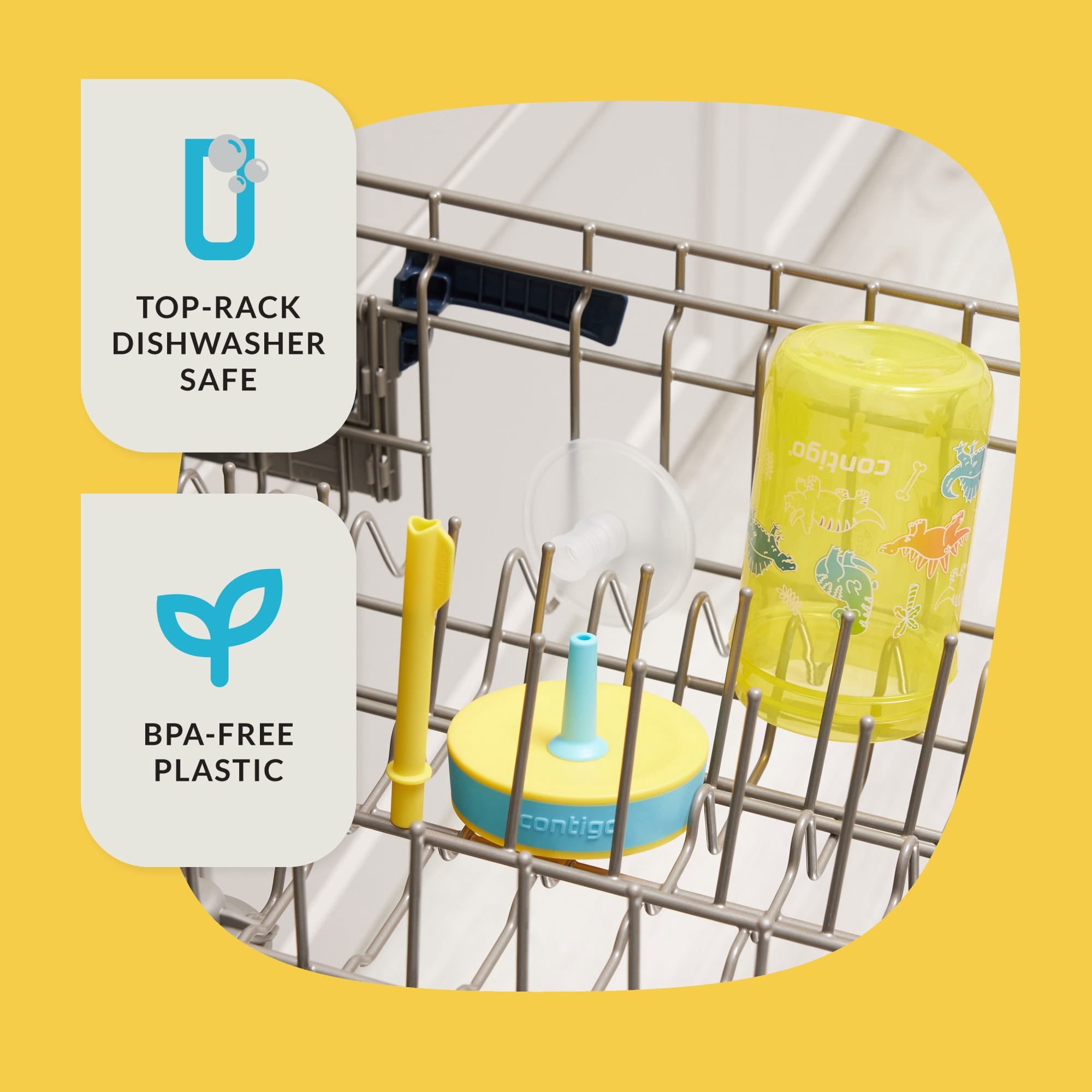 Contigo Kids Leighton Spill-Proof Tumbler with Straw, 14 oz, Yellow M80P