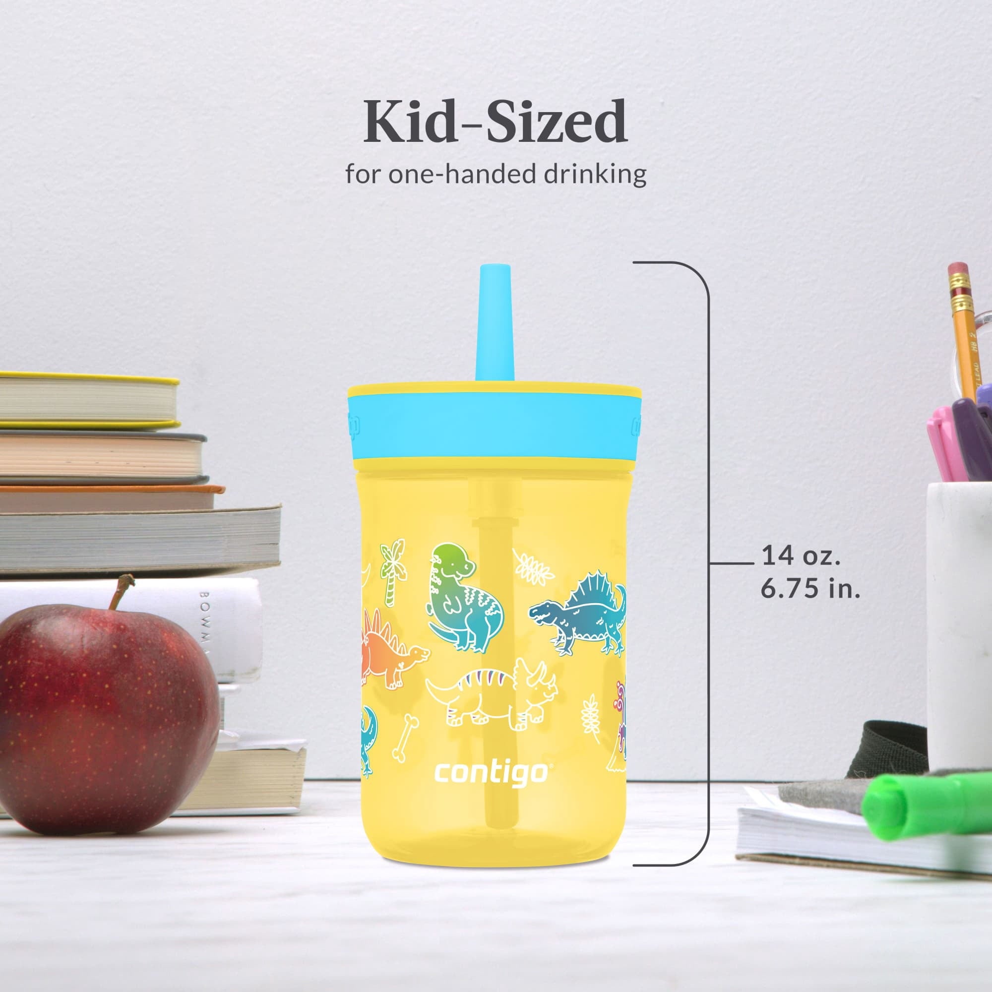 Contigo Kids Leighton Spill-Proof Tumbler with Straw, 14 oz, Yellow M80P