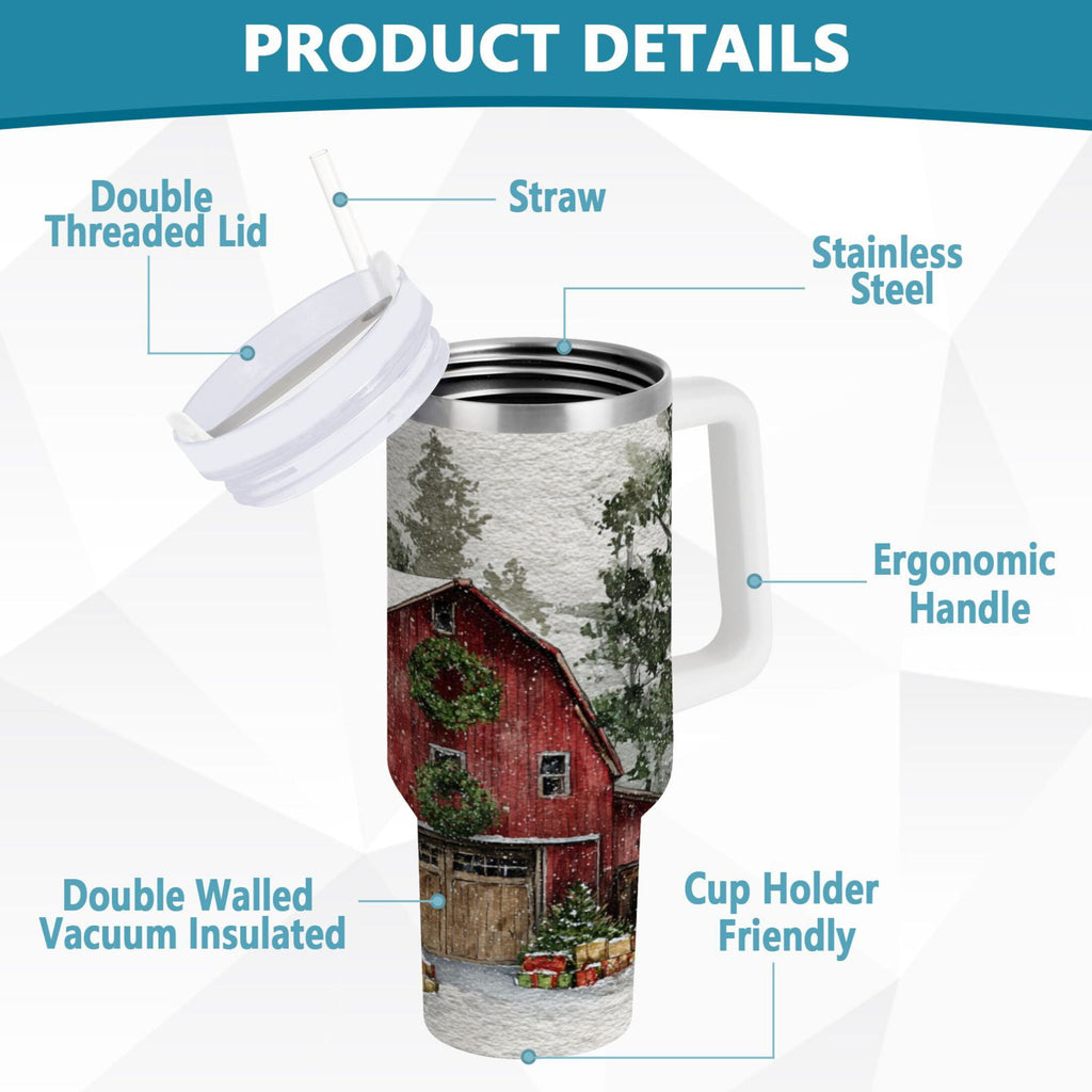 30 oz Insulated Stainless Steel Tumbler Double Wall Stainless Steel Tumbler with 2-Way Drinking Old Red Barn M592D