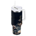 30 oz Insulated Stainless Steel Tumbler Double Wall Stainless Steel Tumbler with 2-Way Drinking Watercolor Vintage Blue Bird M466H
