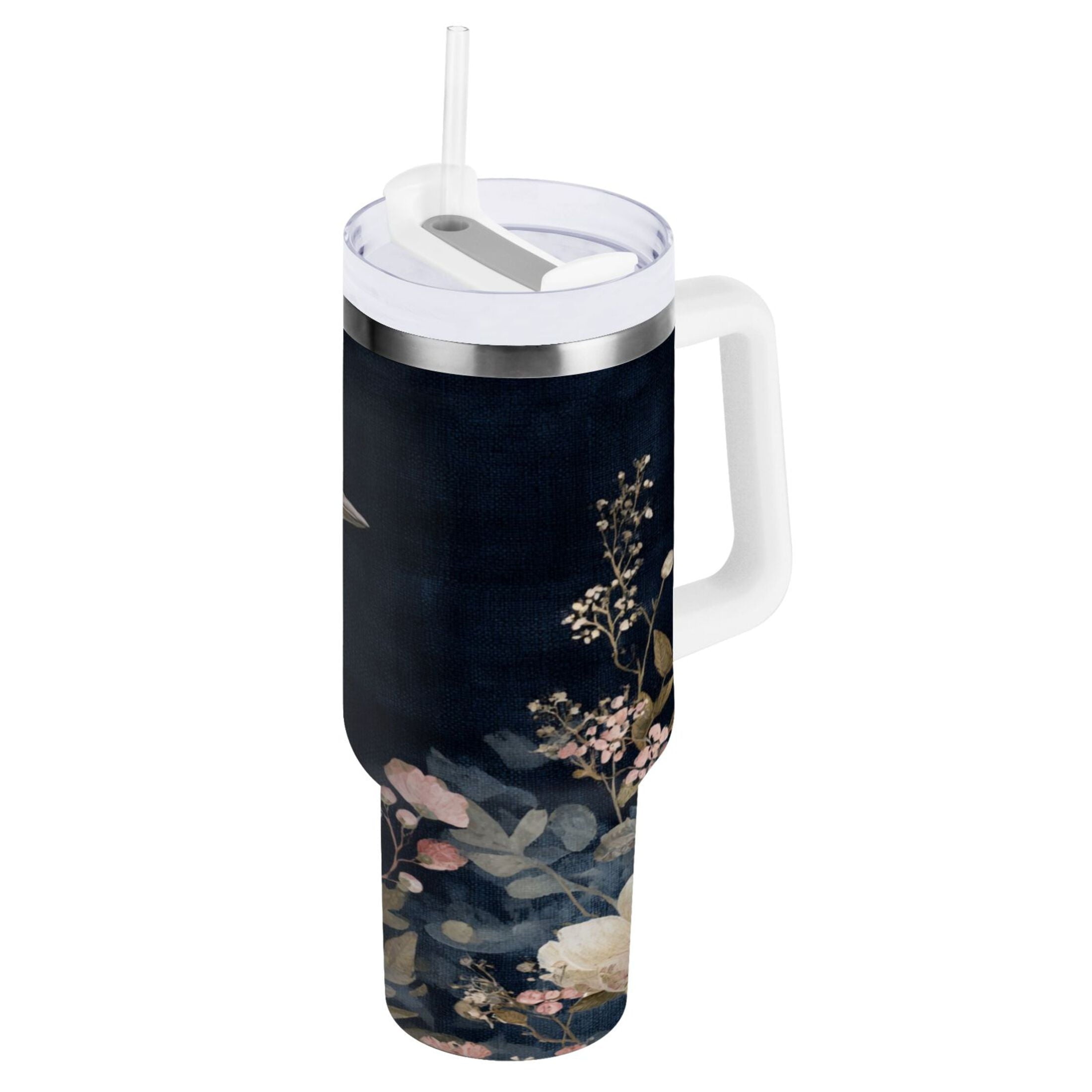 30 oz Insulated Stainless Steel Tumbler Double Wall Stainless Steel Tumbler with 2-Way Drinking Watercolor Vintage Blue Bird M466H
