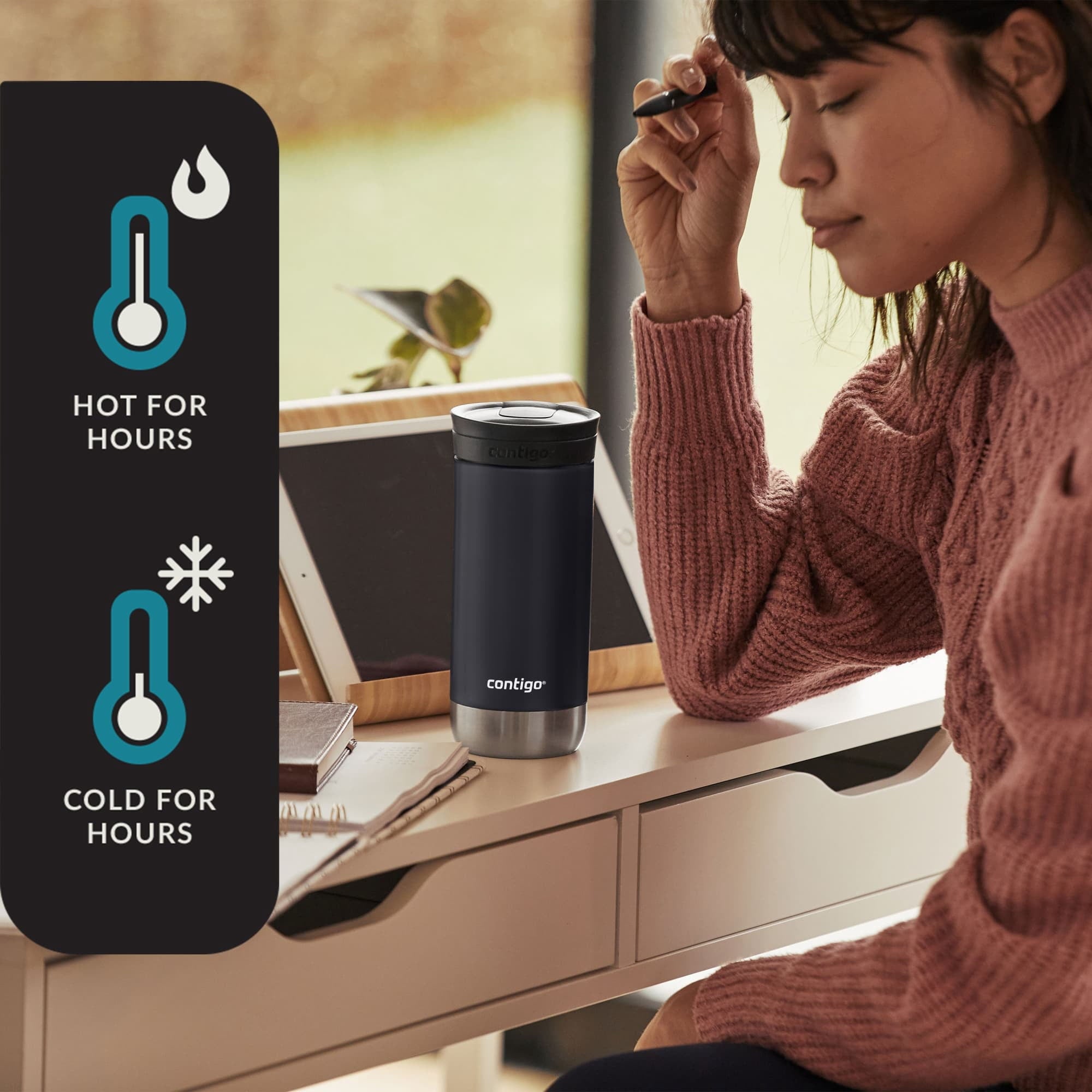 Contigo 16 oz. Huron 2.0 SnapSeal Stainless Steel Travel Mug - Licorice M01F