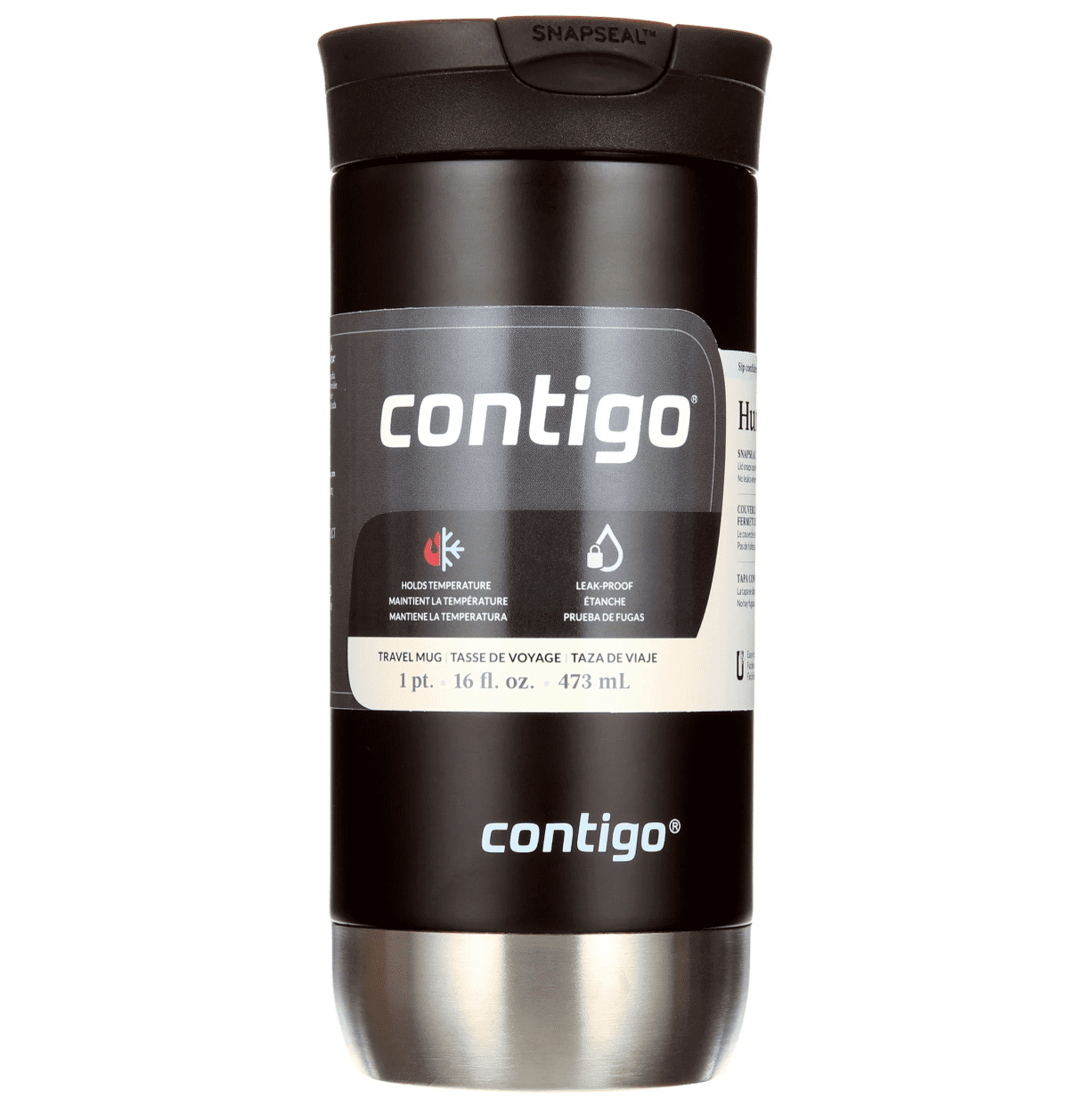 Contigo 16 oz. Huron 2.0 SnapSeal Stainless Steel Travel Mug - Licorice M01F