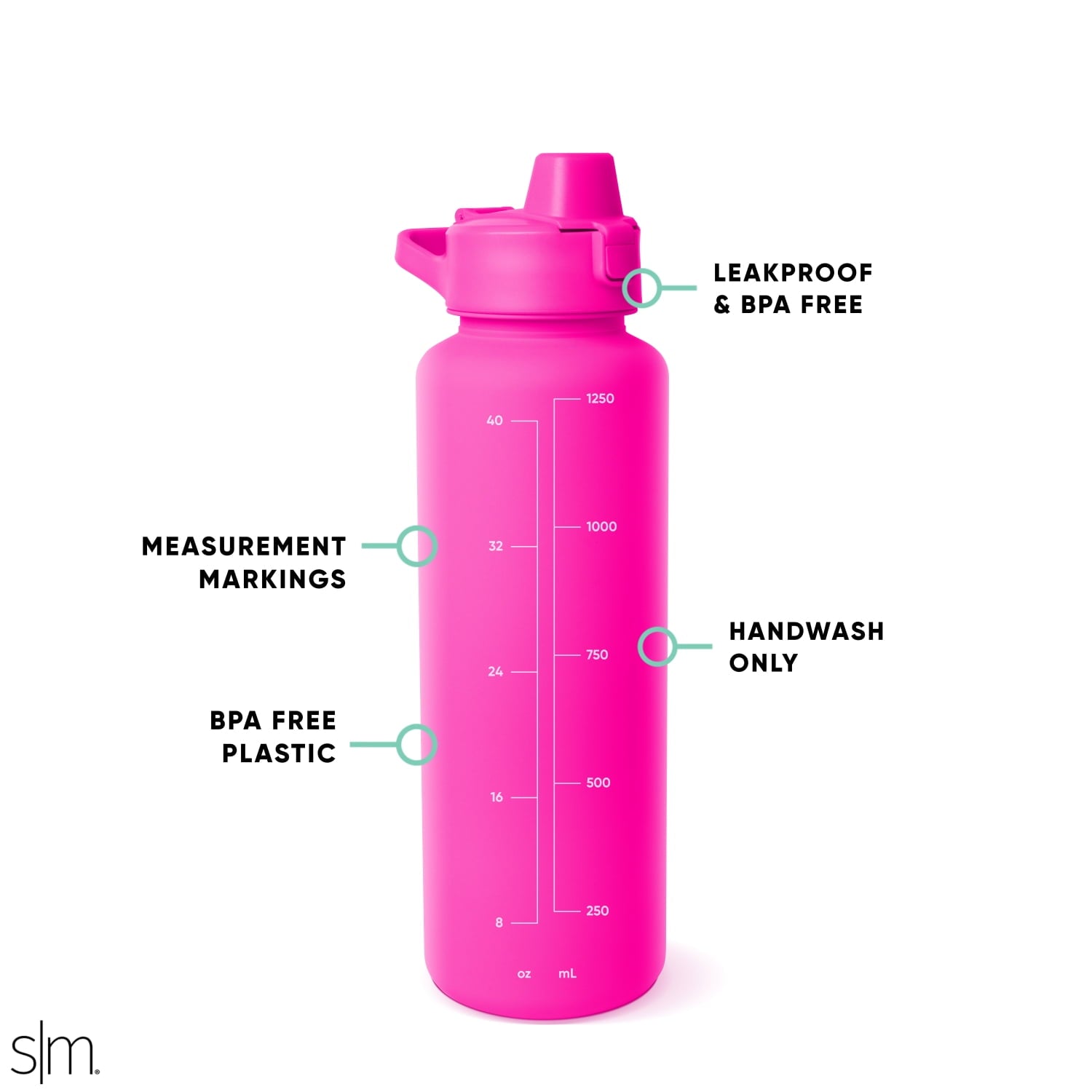 Simple Modern 48 fl oz Reusable Tritan Summit Water Bottle with Silicone Straw Lid|Raspberry Vibes M412A