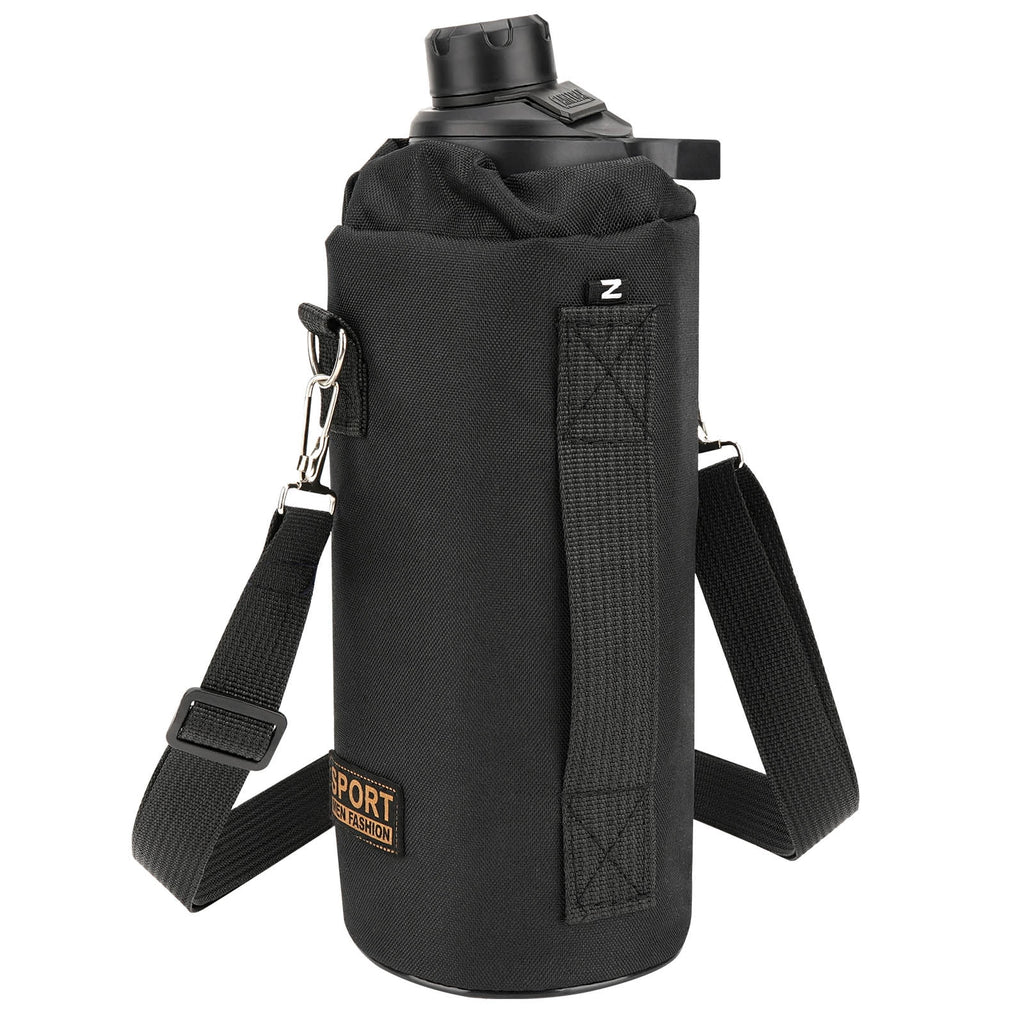 Linkidea Sports Water Bottle Carrier with Strap Compatible with Nalgene Sustain Tritan 48oz, CamelBak Chute Mag 50oz, Thick Waterbottle Cooler Bag Holder Shoulder Strap, Black M216J