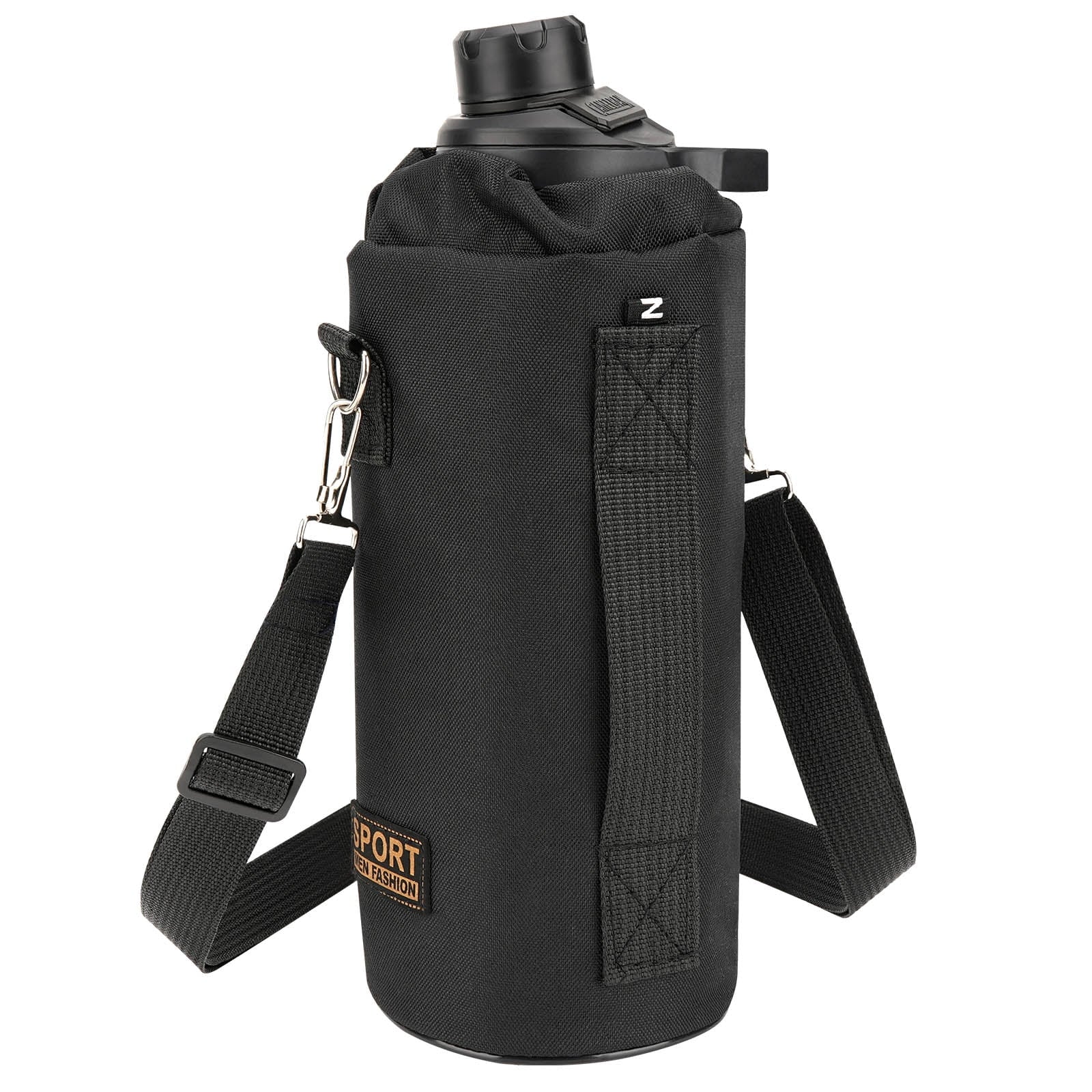 Linkidea Sports Water Bottle Carrier with Strap Compatible with Nalgene Sustain Tritan 48oz, CamelBak Chute Mag 50oz, Thick Waterbottle Cooler Bag Holder Shoulder Strap, Black M216J