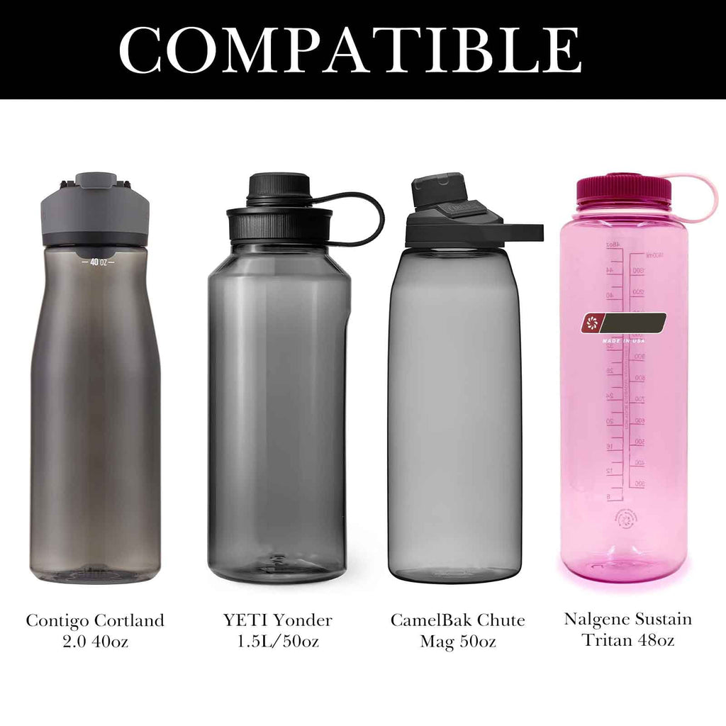 Linkidea Sports Water Bottle Carrier with Strap Compatible with Nalgene Sustain Tritan 48oz, CamelBak Chute Mag 50oz, Thick Waterbottle Cooler Bag Holder Shoulder Strap, Black M216J